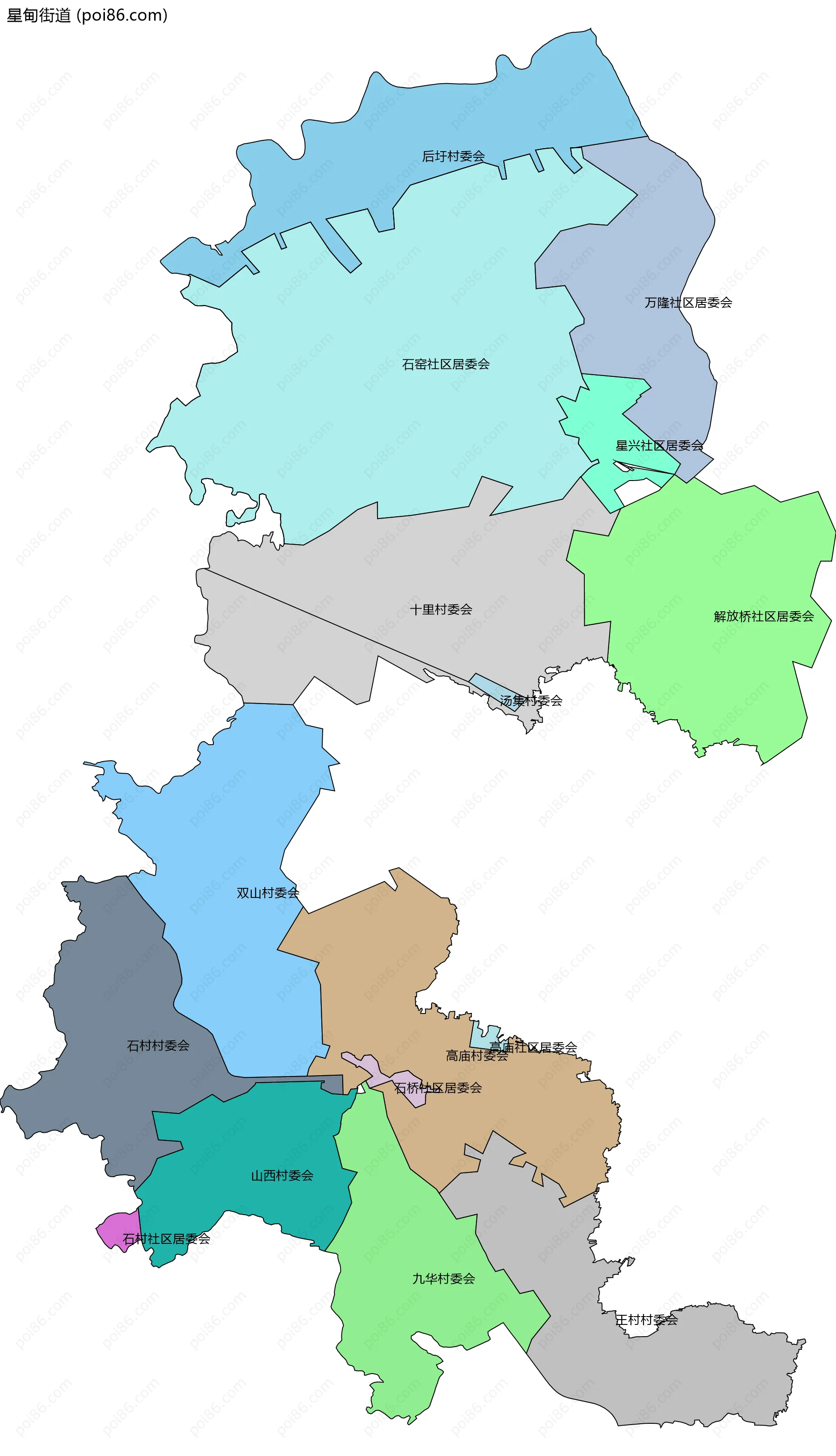 星甸街道边界地图(五级行政区划)