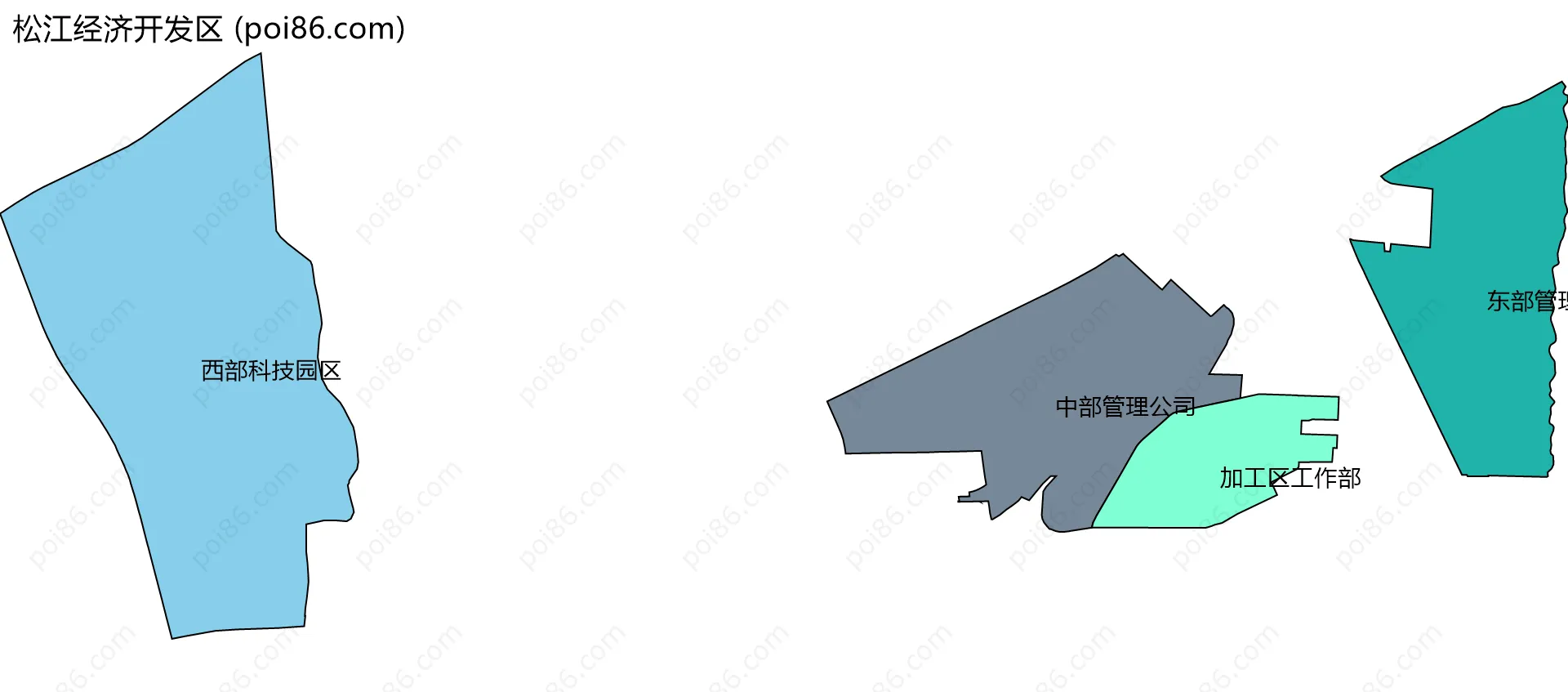 松江经济开发区边界地图(五级行政区划)