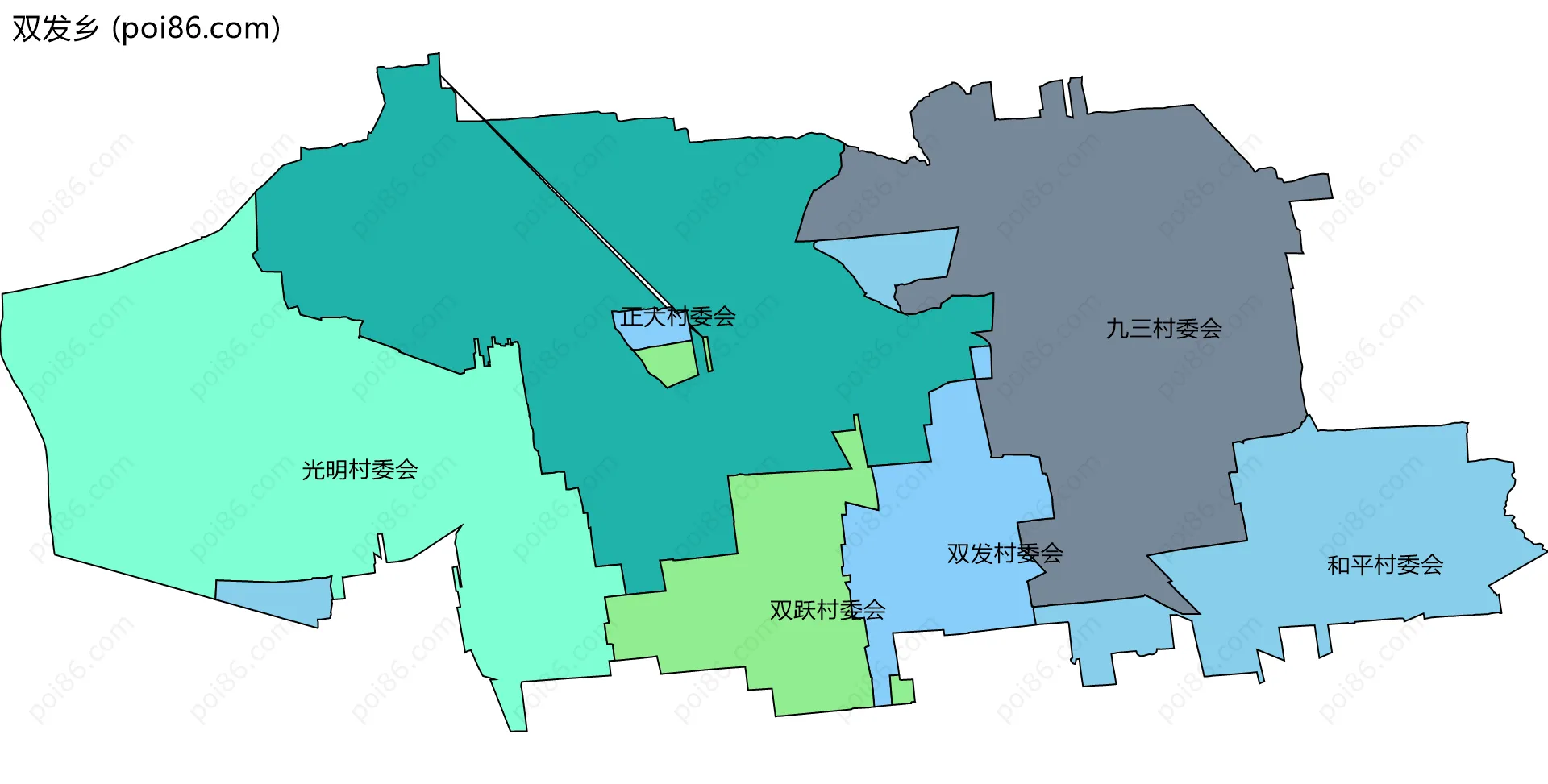 双发乡边界地图(五级行政区划)