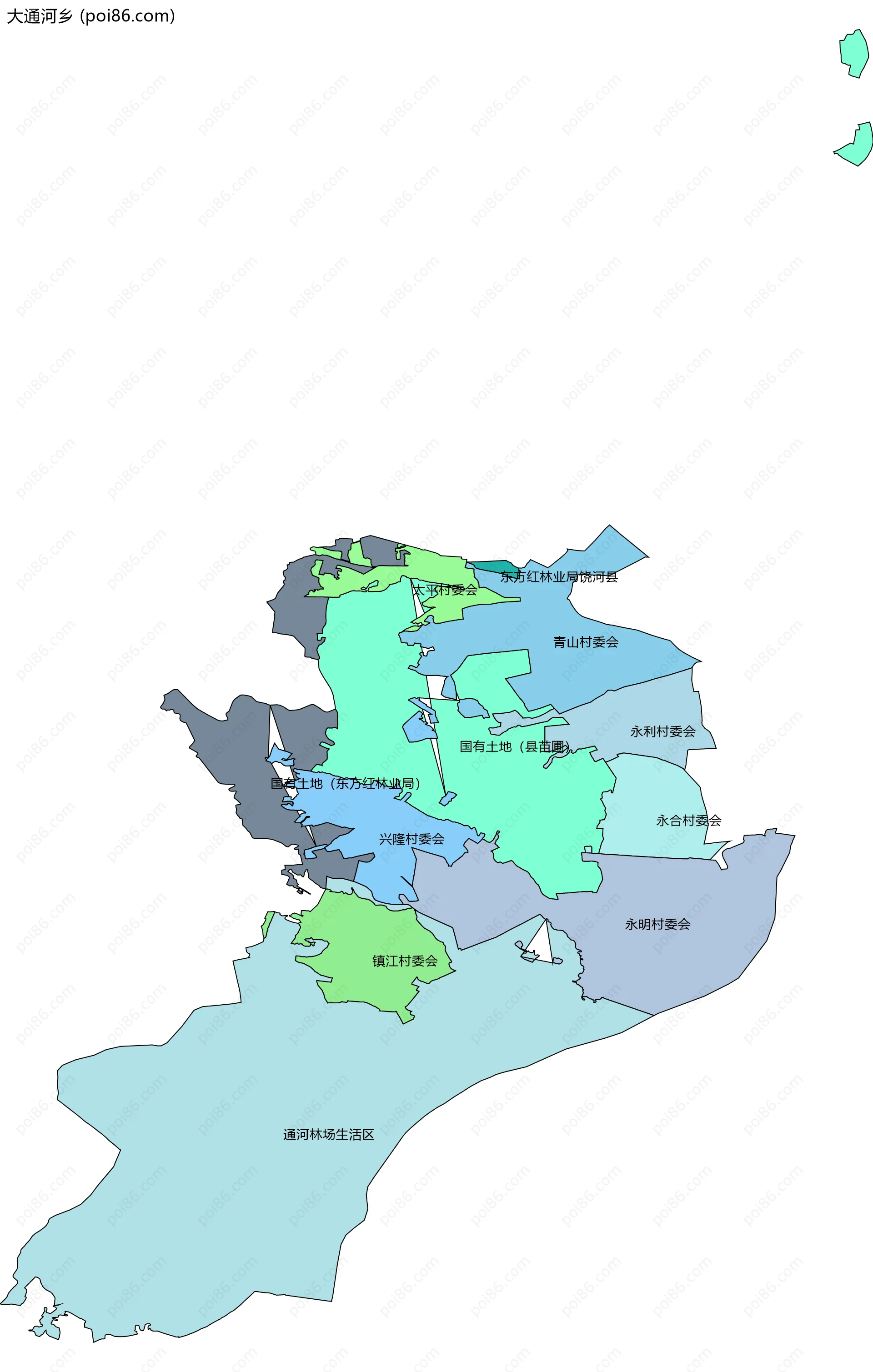 大通河乡边界地图(五级行政区划)