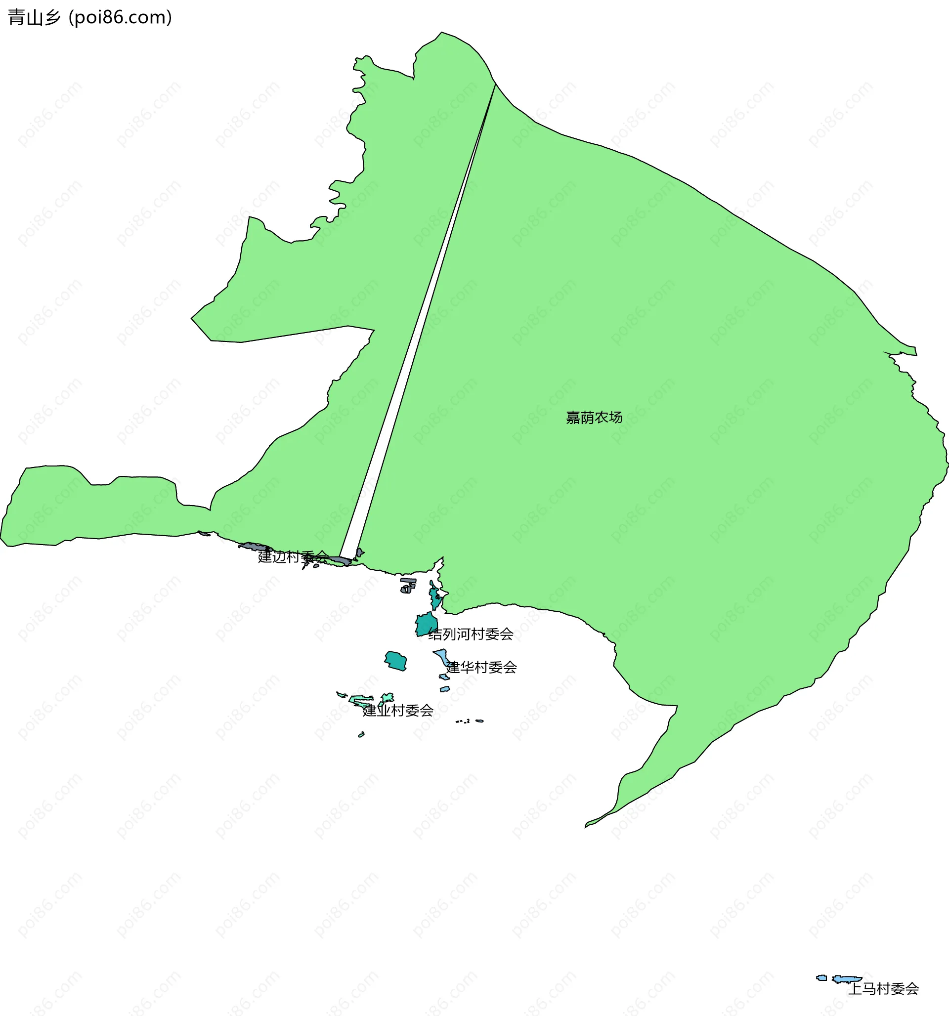 青山乡边界地图(五级行政区划)