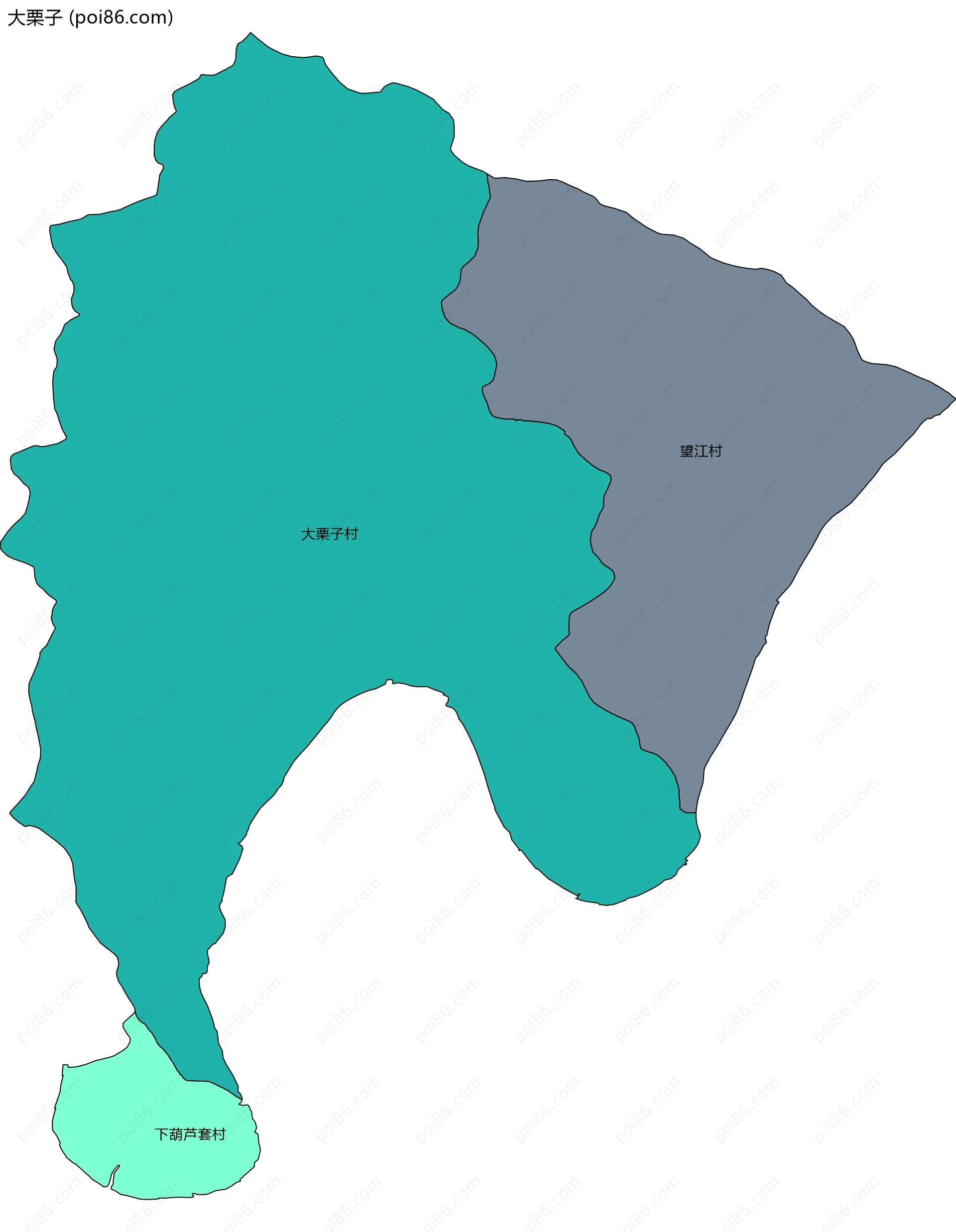 大栗子边界地图(五级行政区划)
