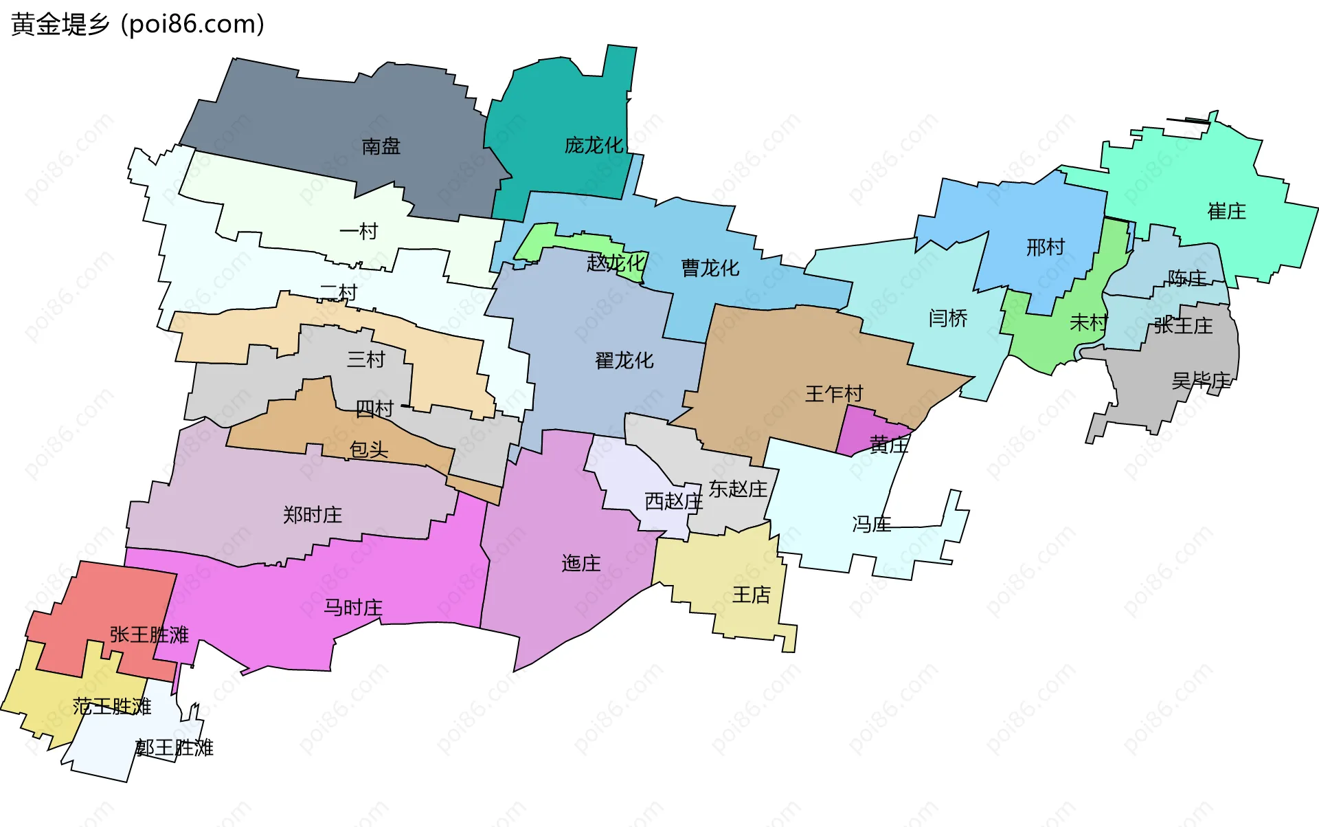 黄金堤乡边界地图(五级行政区划)