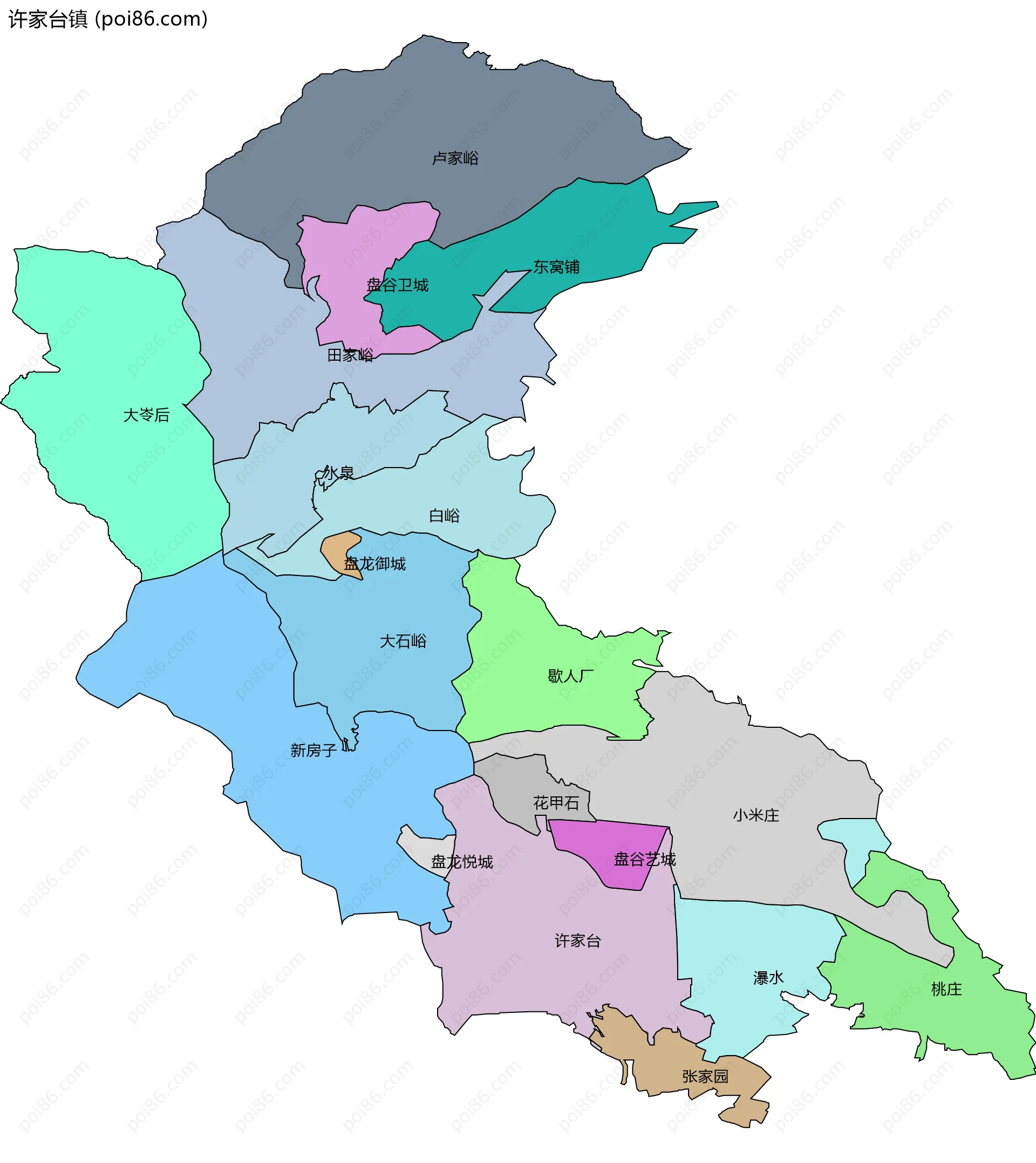 许家台镇边界地图(五级行政区划)