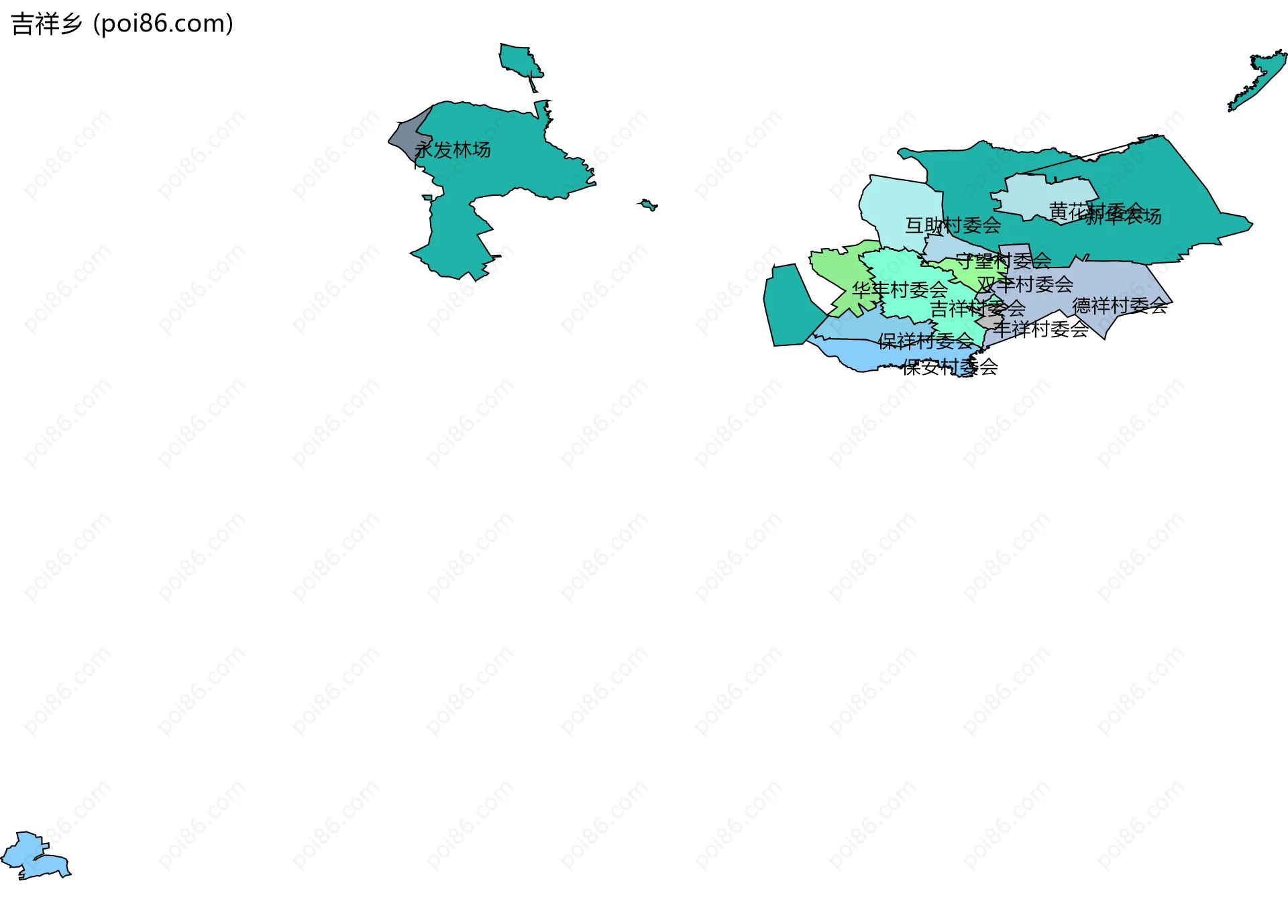 吉祥乡边界地图(五级行政区划)