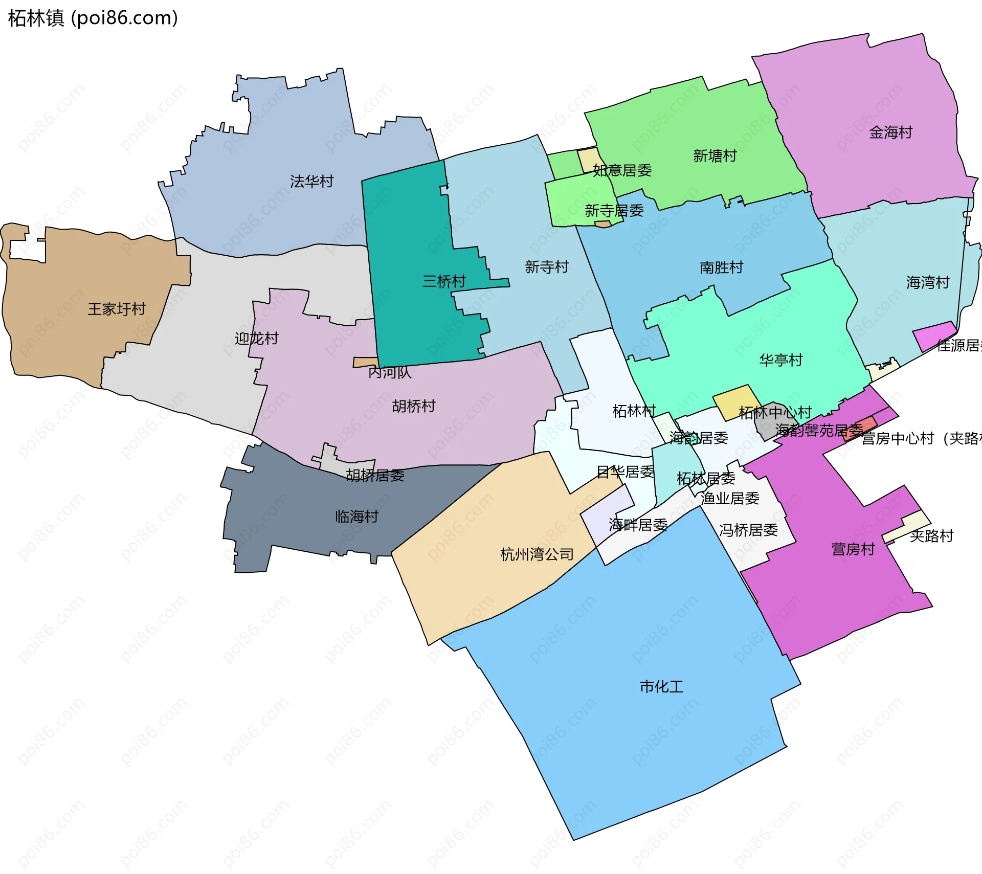 柘林镇边界地图(五级行政区划)