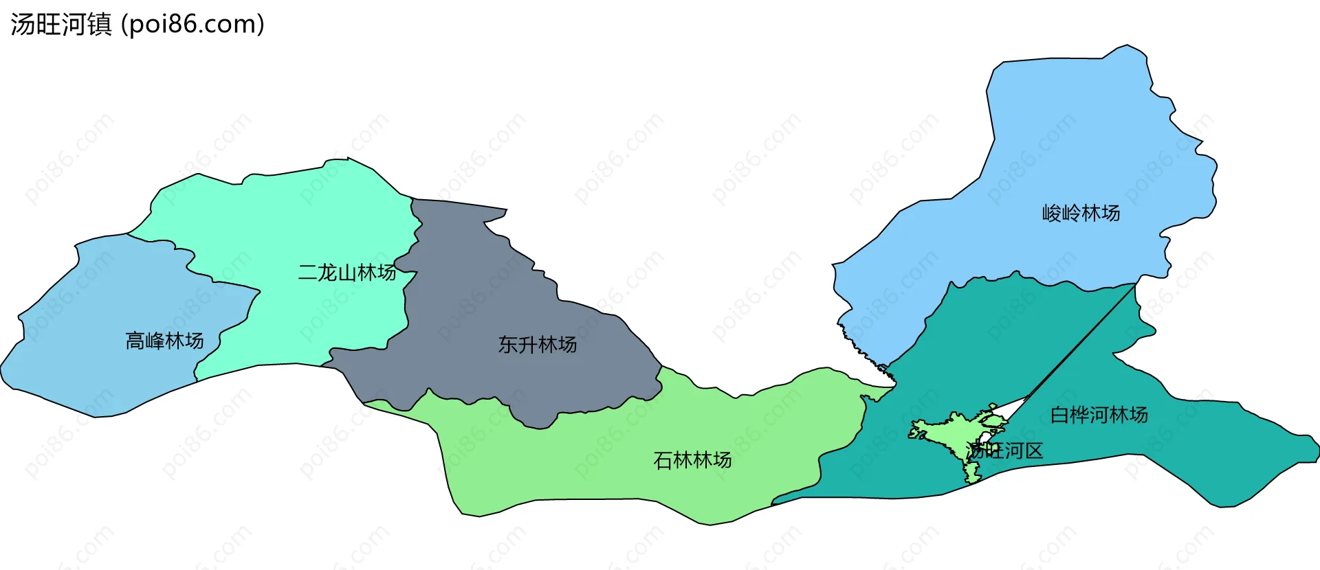 汤旺河镇边界地图(五级行政区划)