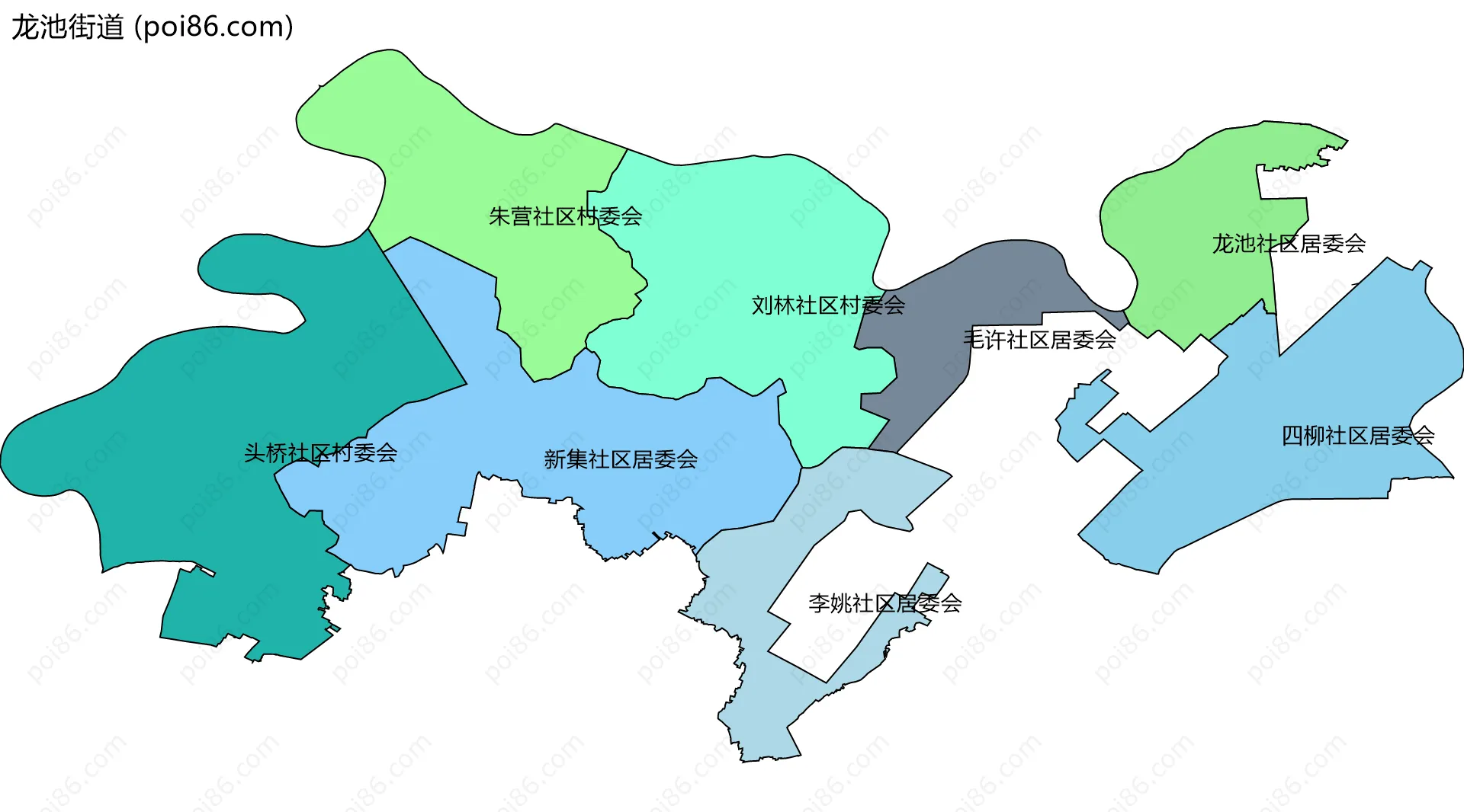 龙池街道边界地图(五级行政区划)