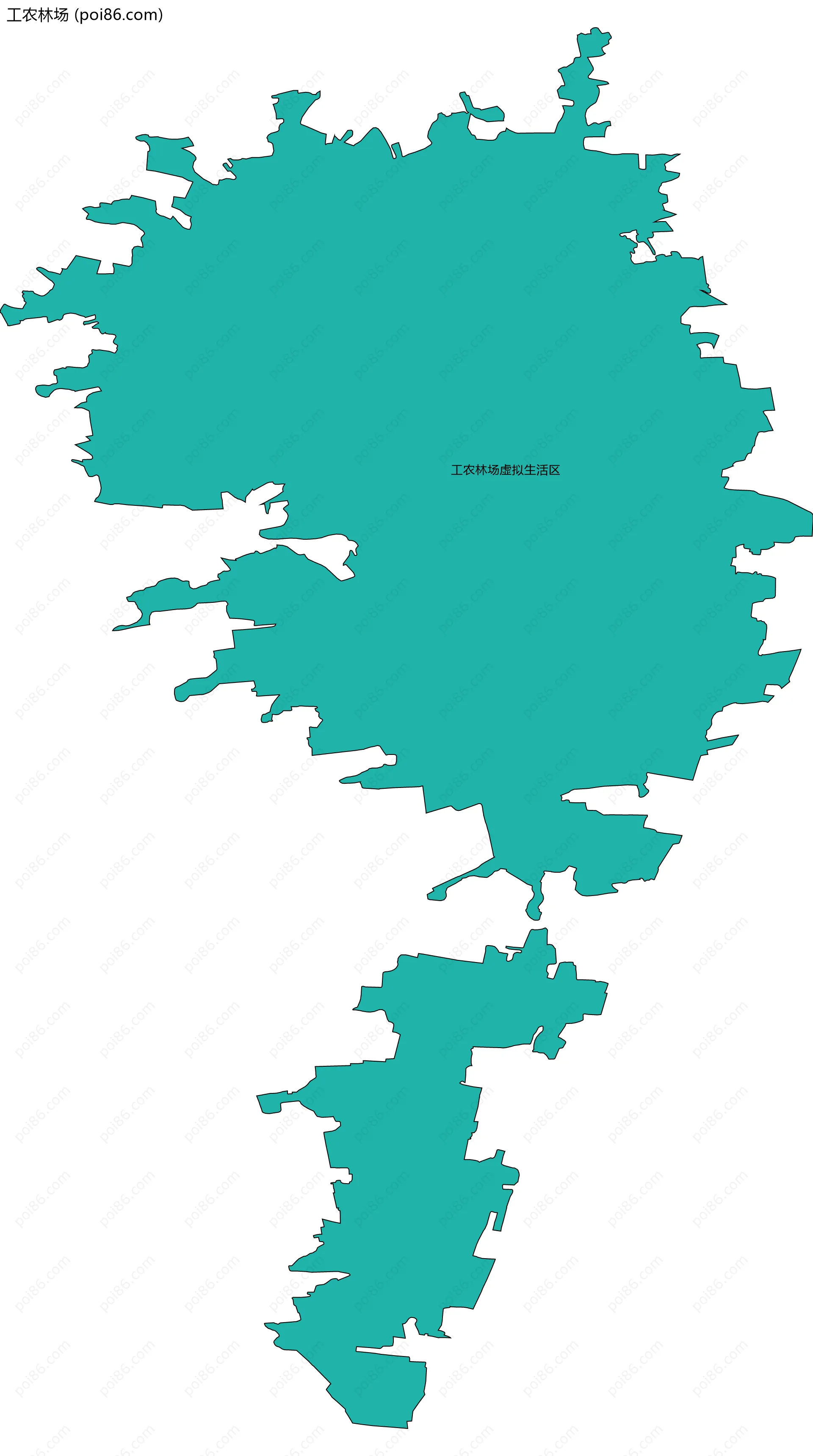 工农林场边界地图(五级行政区划)