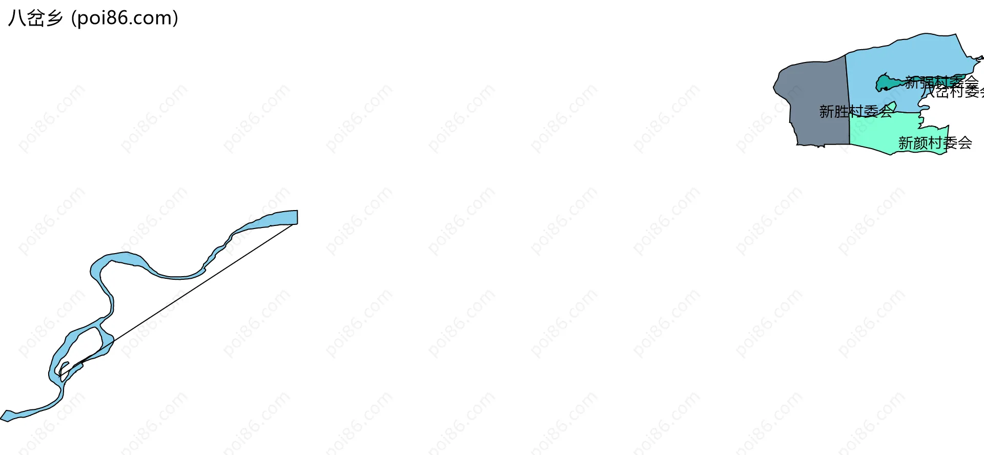 八岔乡边界地图(五级行政区划)