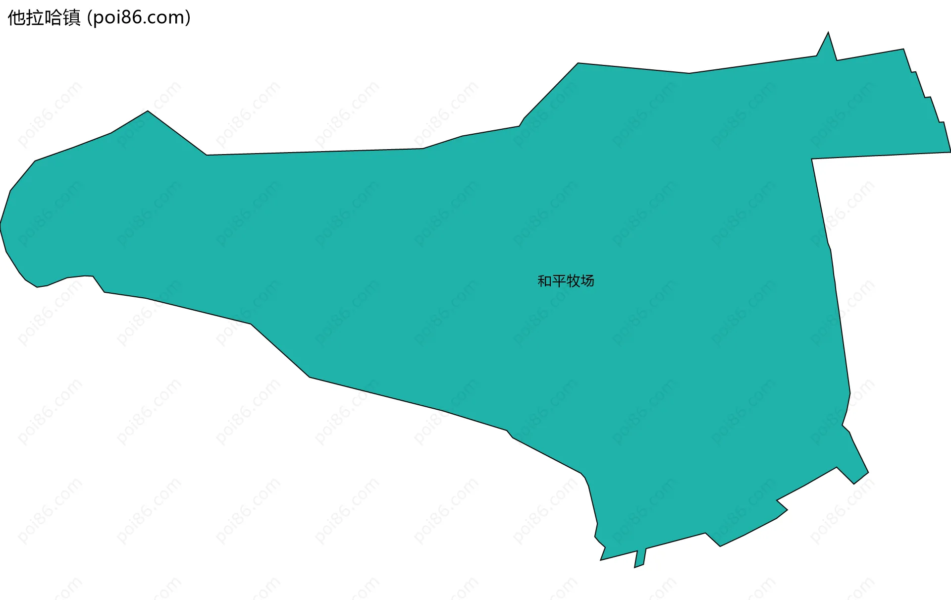 他拉哈镇边界地图(五级行政区划)