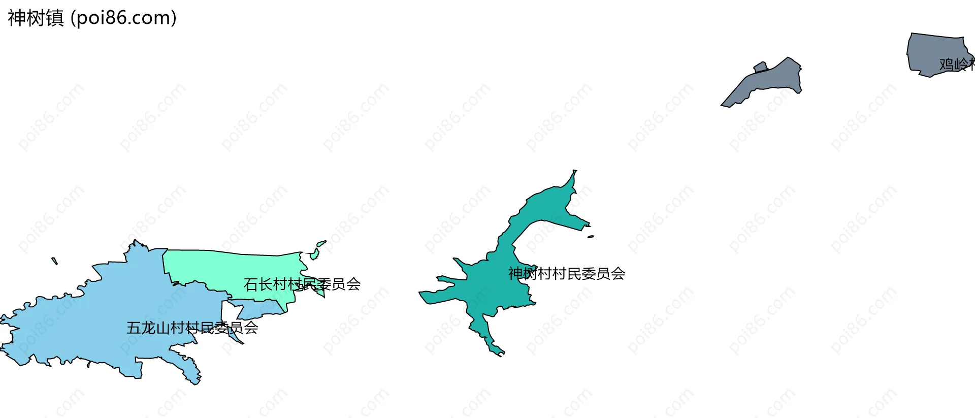 神树镇边界地图(五级行政区划)