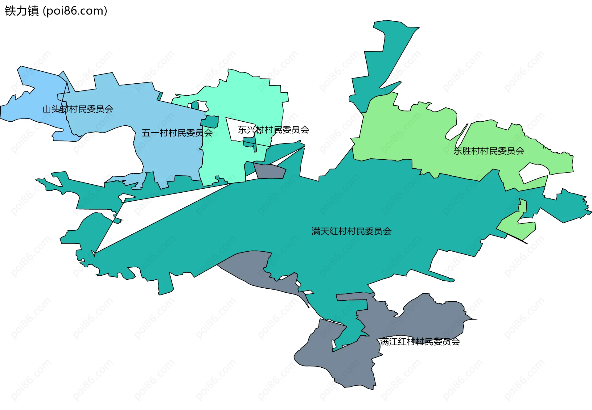 铁力镇边界地图(五级行政区划)