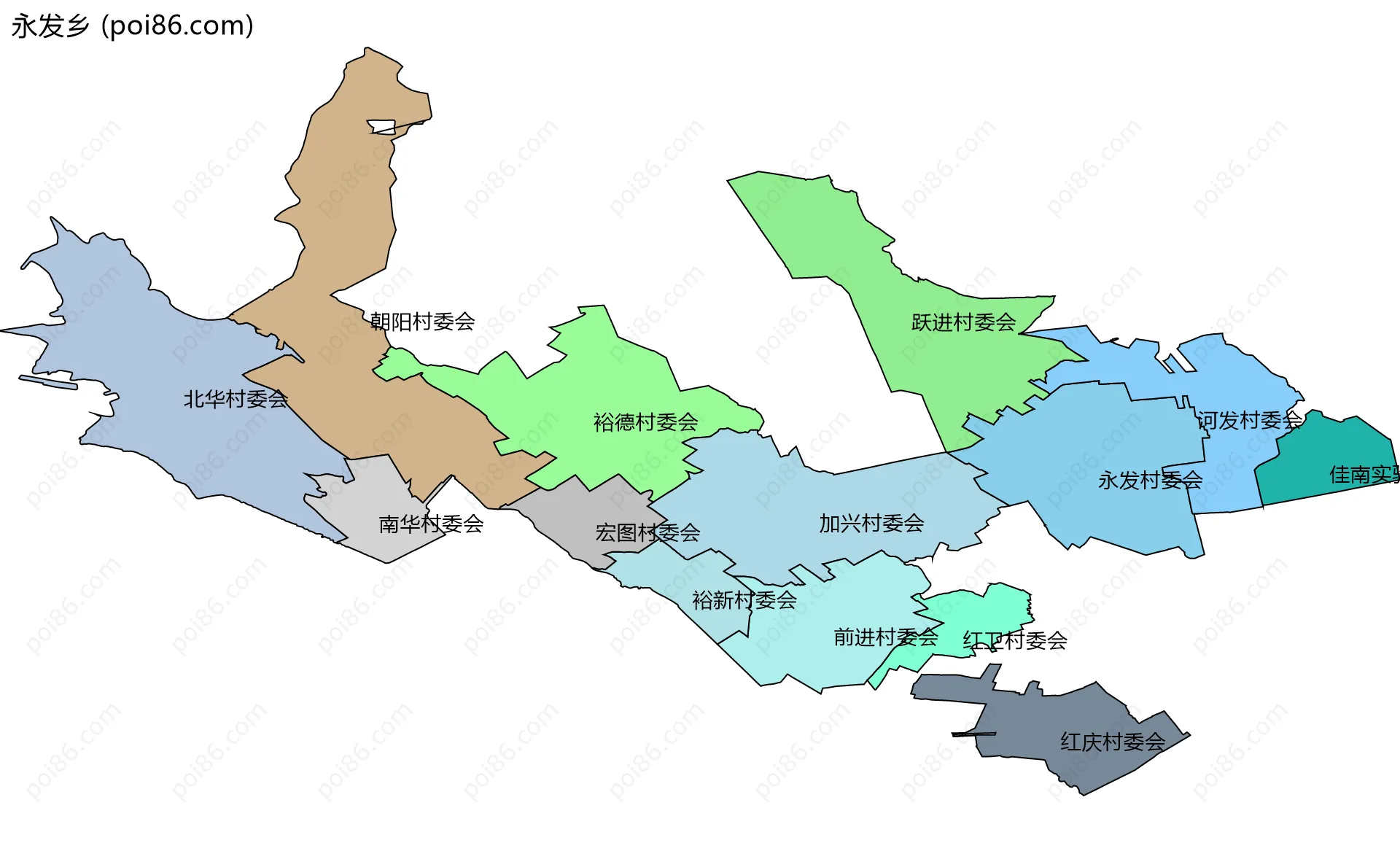 永发乡边界地图(五级行政区划)