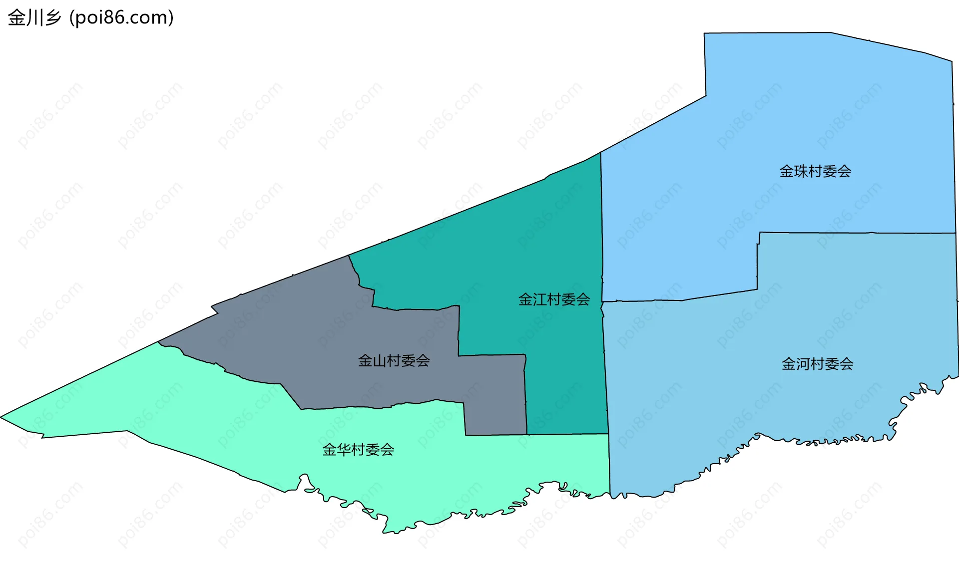 金川乡边界地图(五级行政区划)