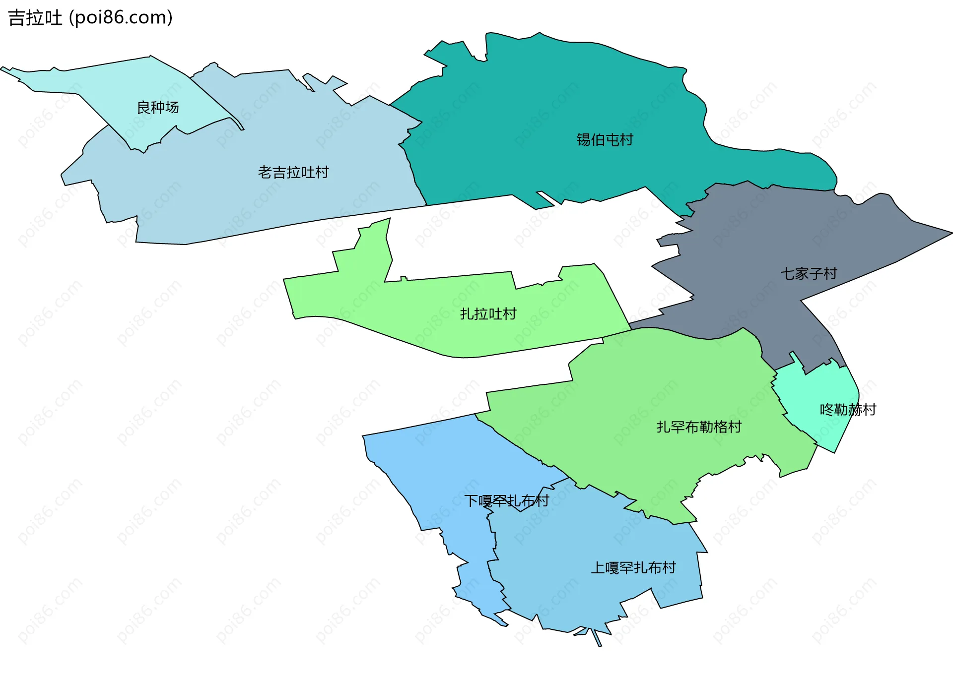 吉拉吐边界地图(五级行政区划)