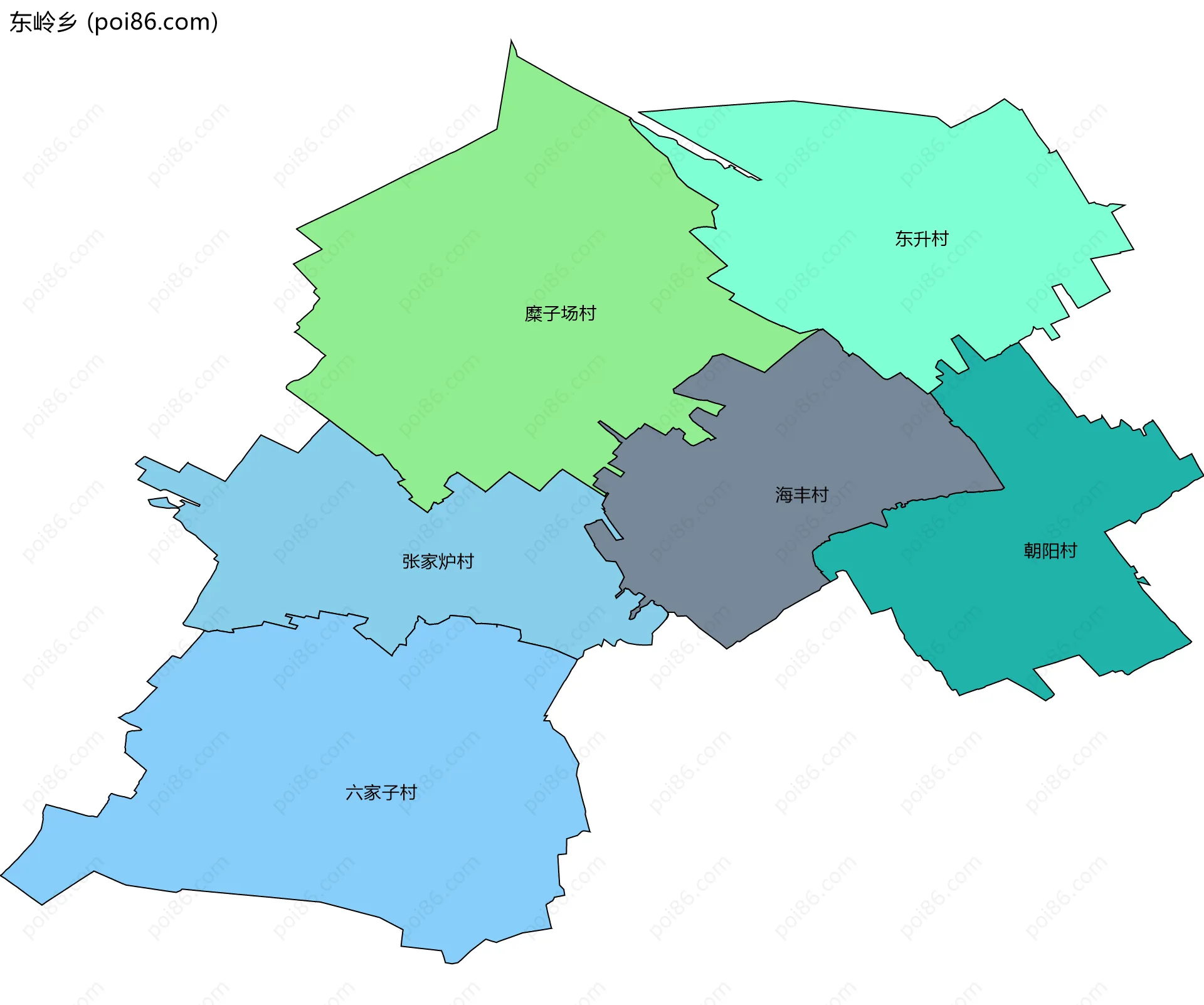 东岭乡边界地图(五级行政区划)