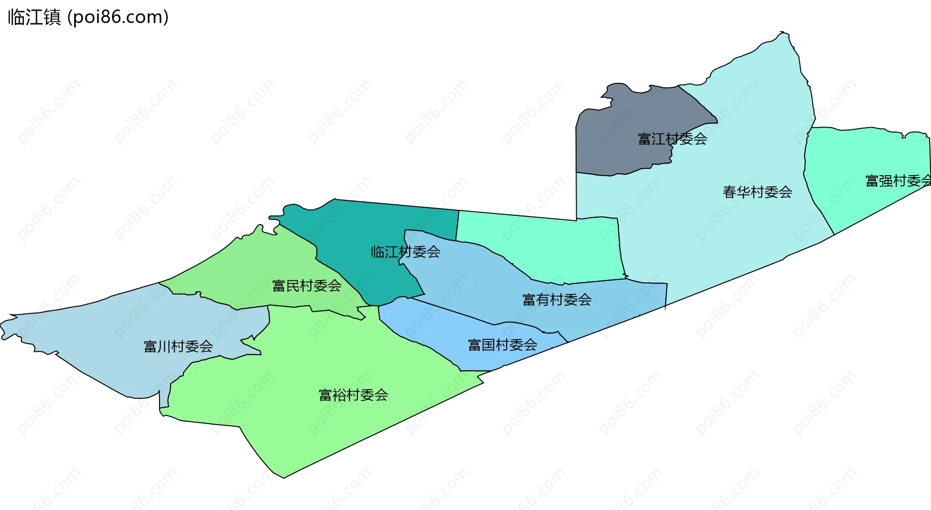 临江镇边界地图(五级行政区划)