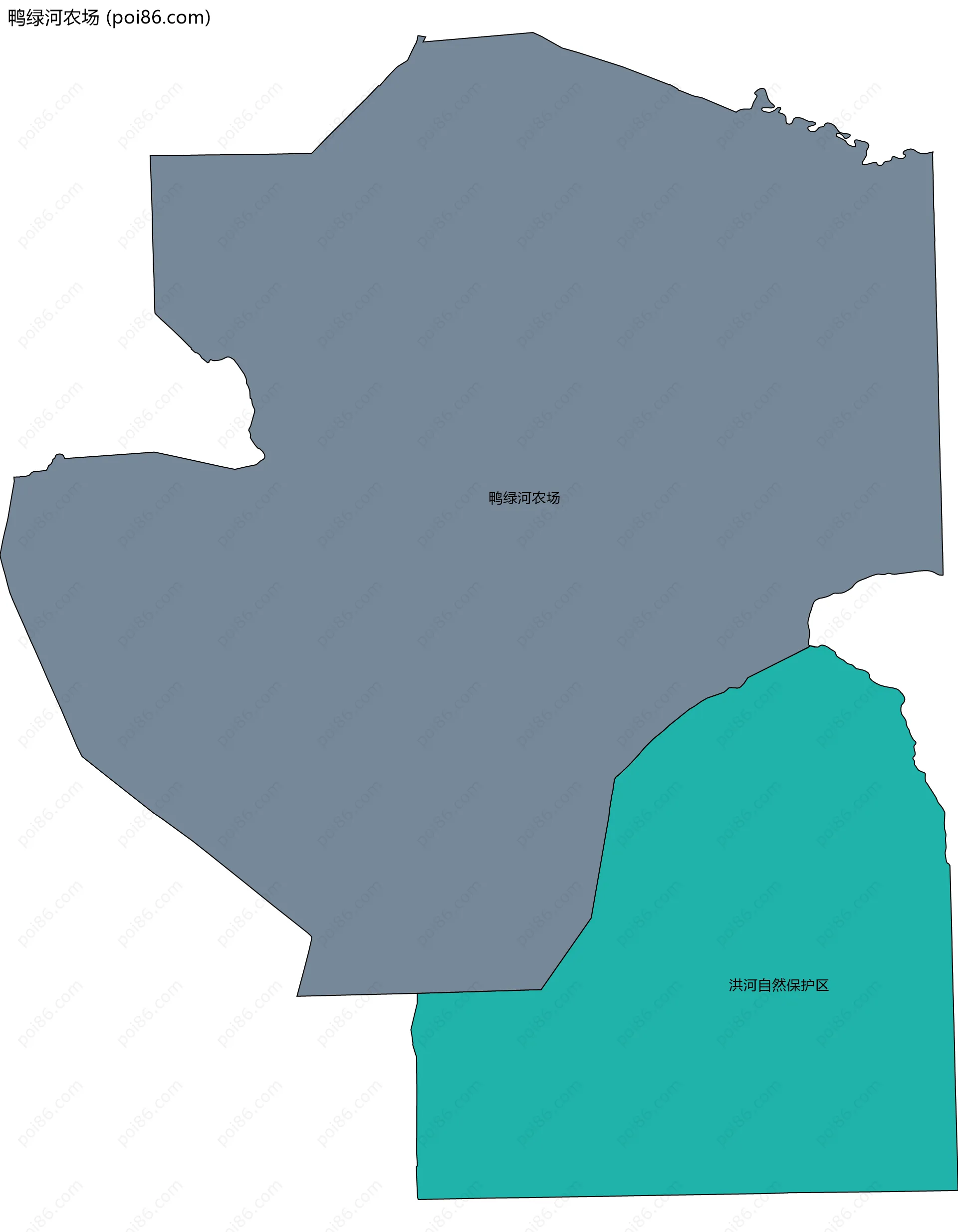鸭绿河农场边界地图(五级行政区划)