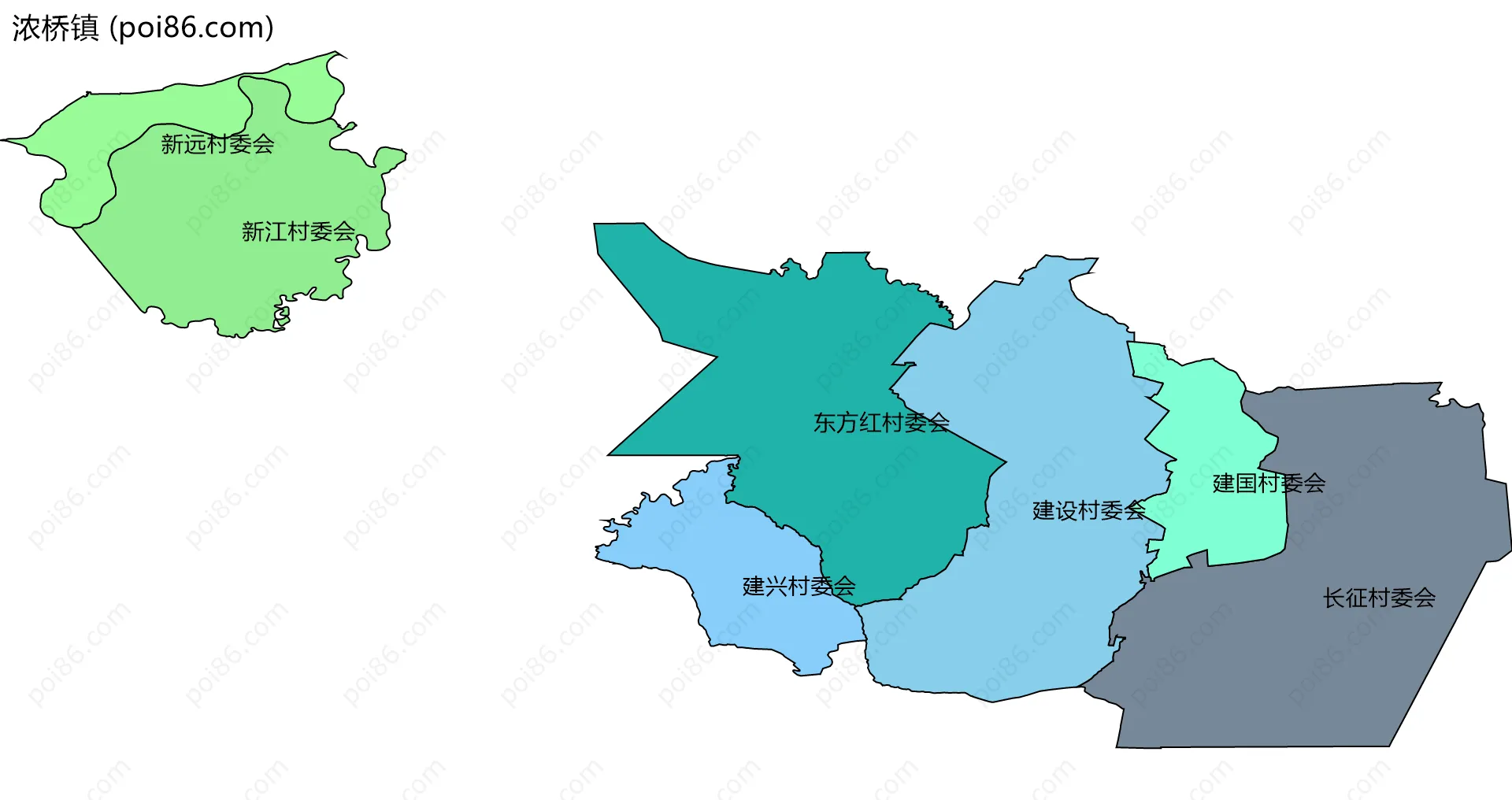 浓桥镇边界地图(五级行政区划)