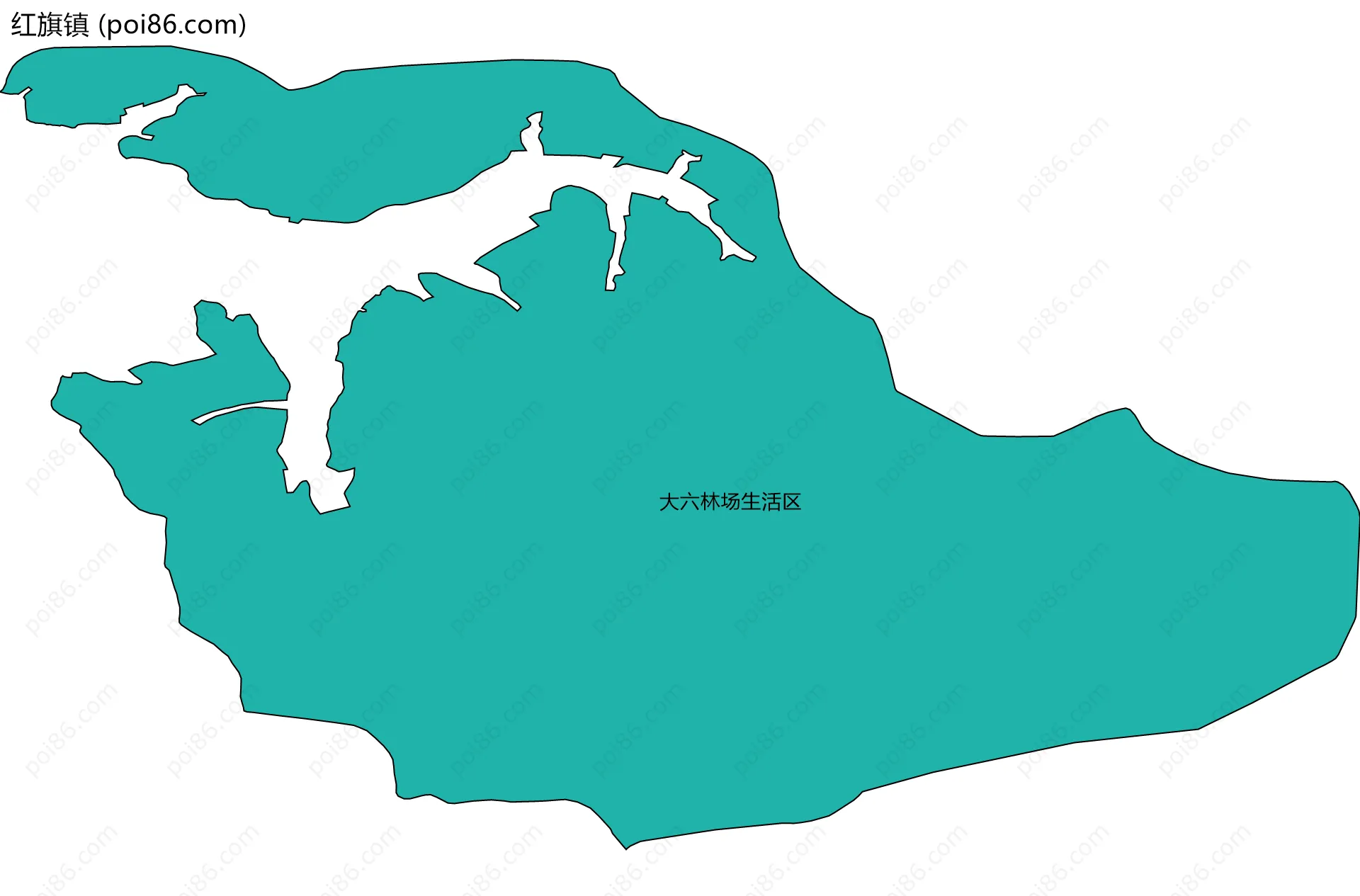 红旗镇边界地图(五级行政区划)