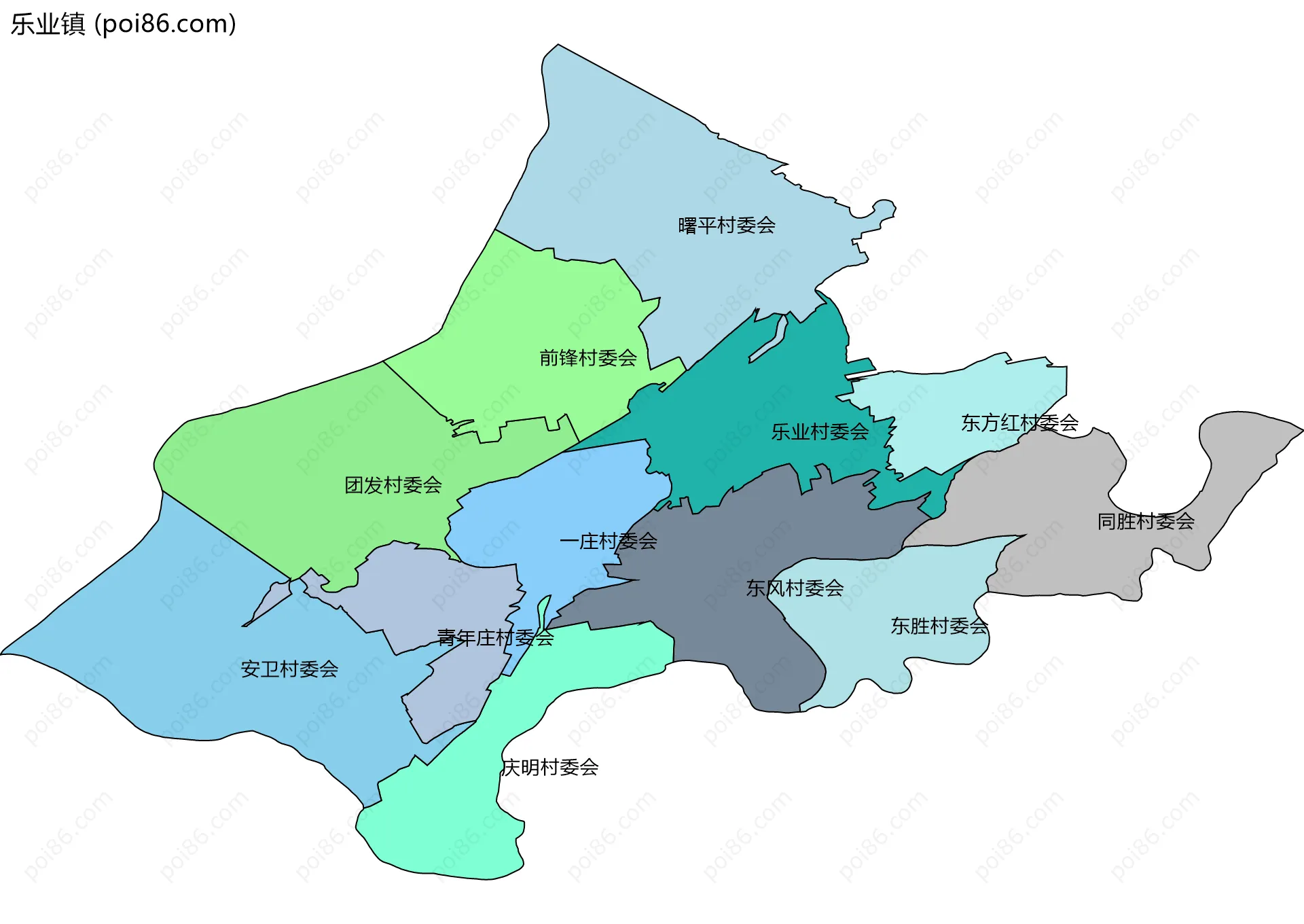 乐业镇边界地图(五级行政区划)