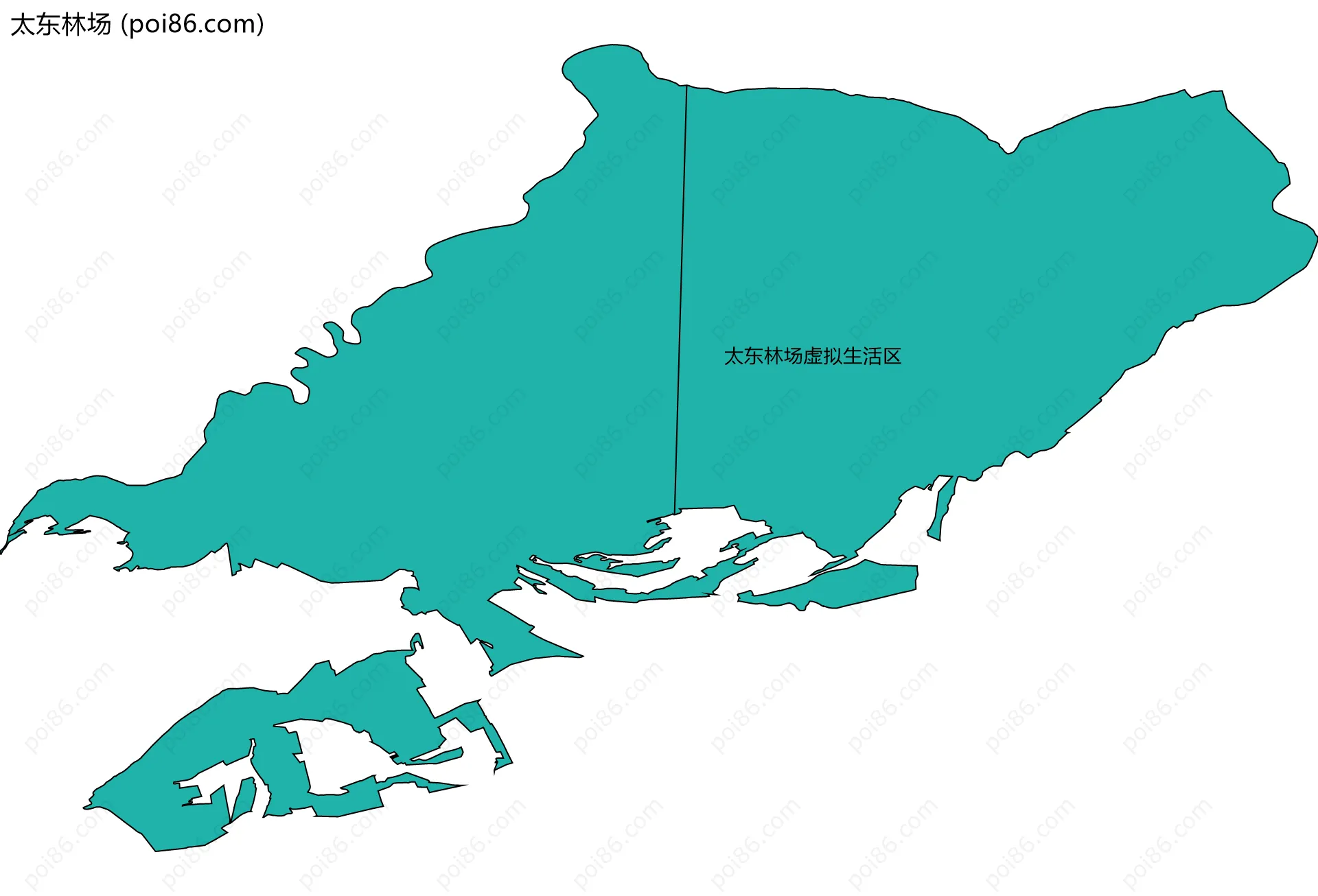 太东林场边界地图(五级行政区划)