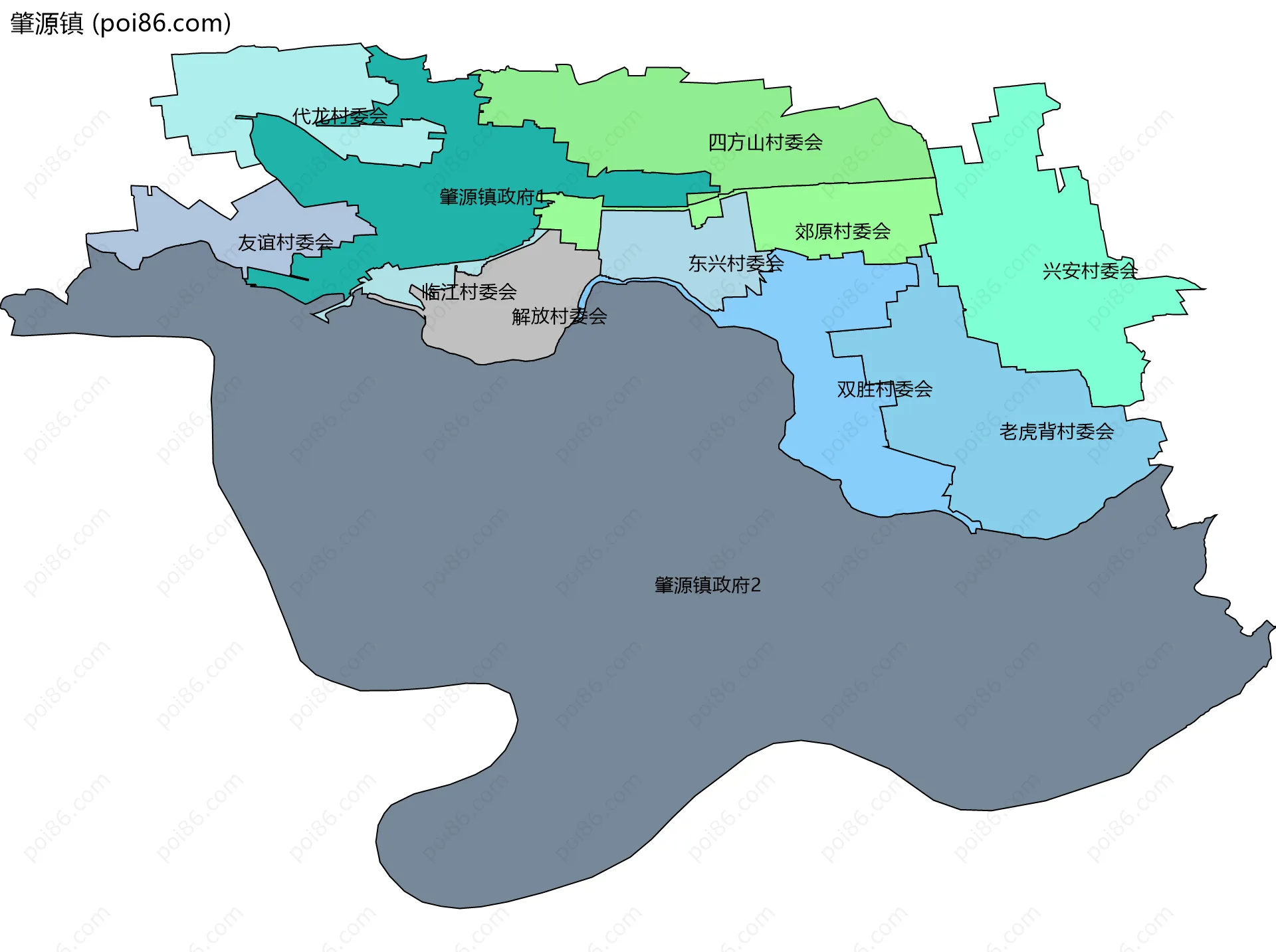肇源镇边界地图(五级行政区划)