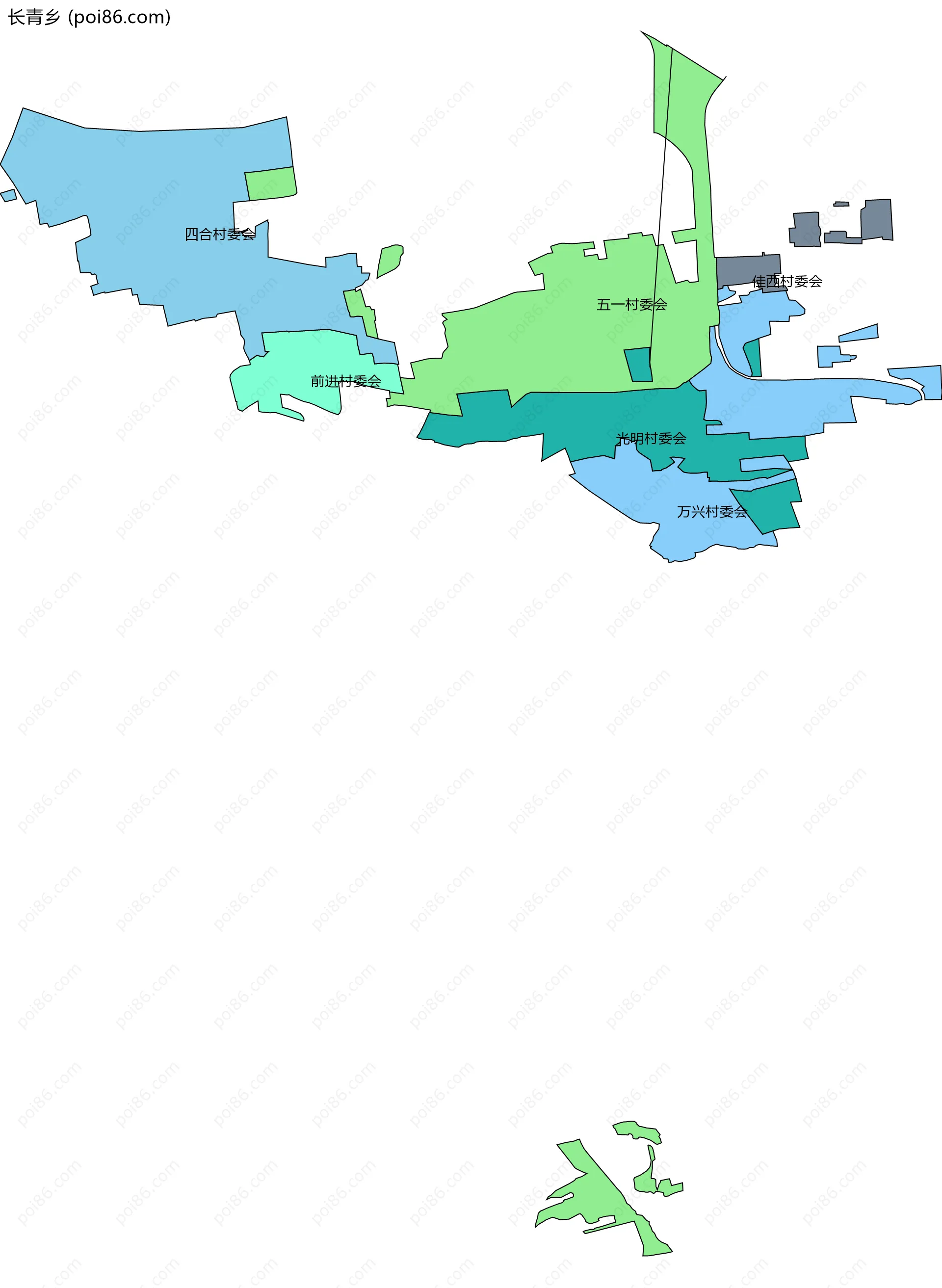 长青乡边界地图(五级行政区划)