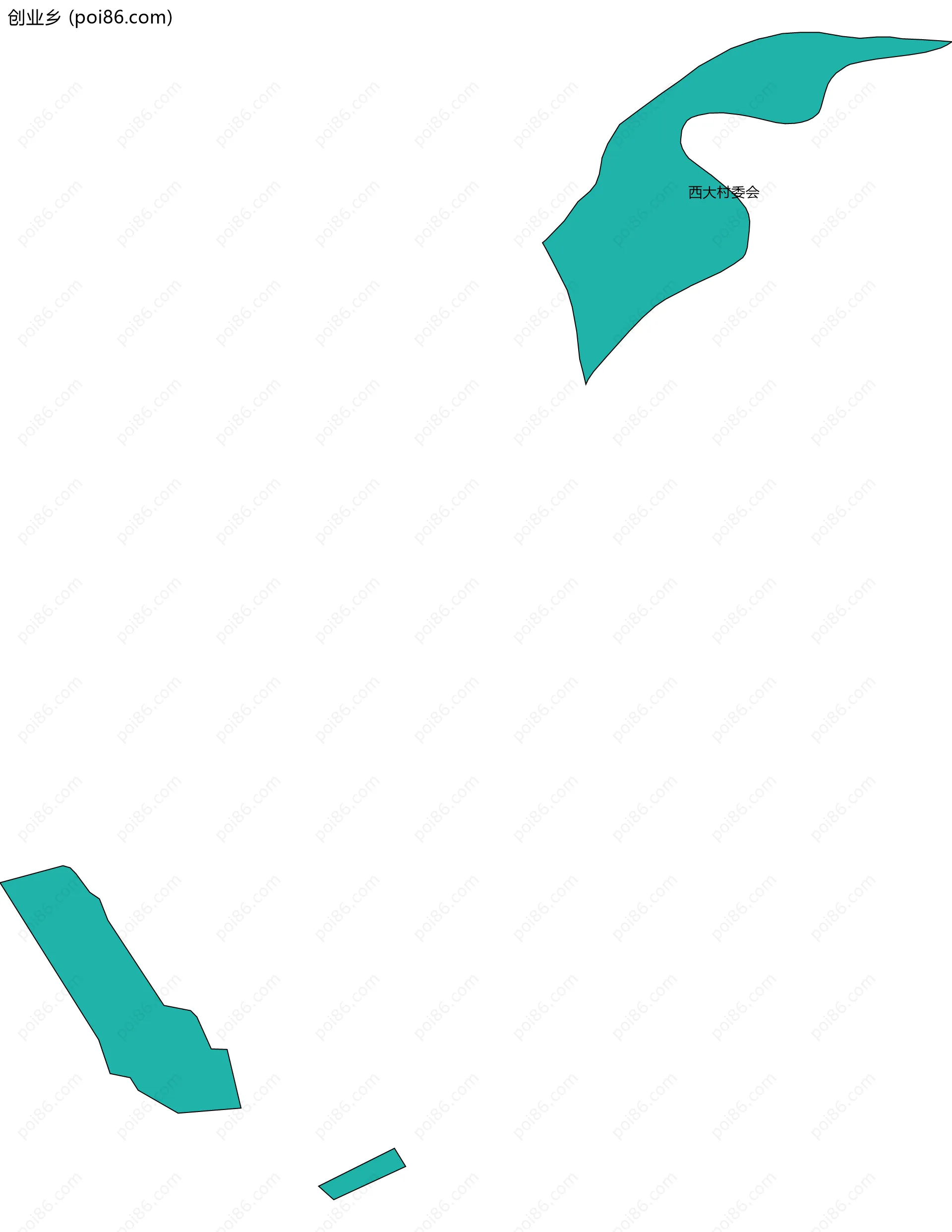 创业乡边界地图(五级行政区划)