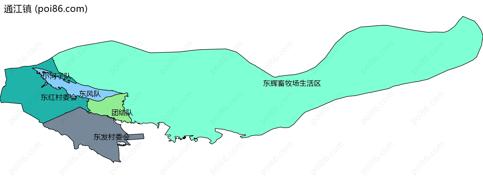 通江镇边界地图(五级行政区划)