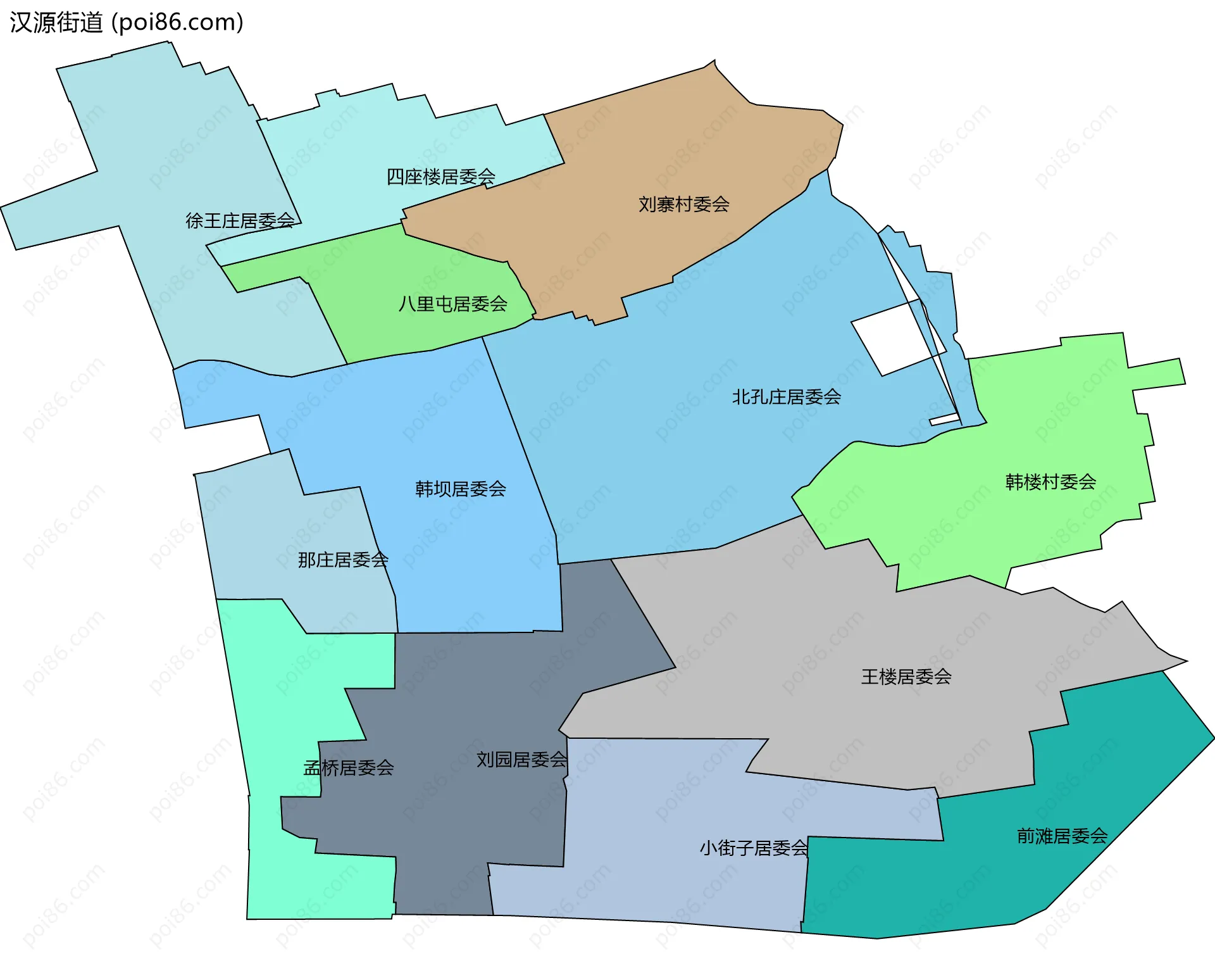 汉源街道边界地图(五级行政区划)