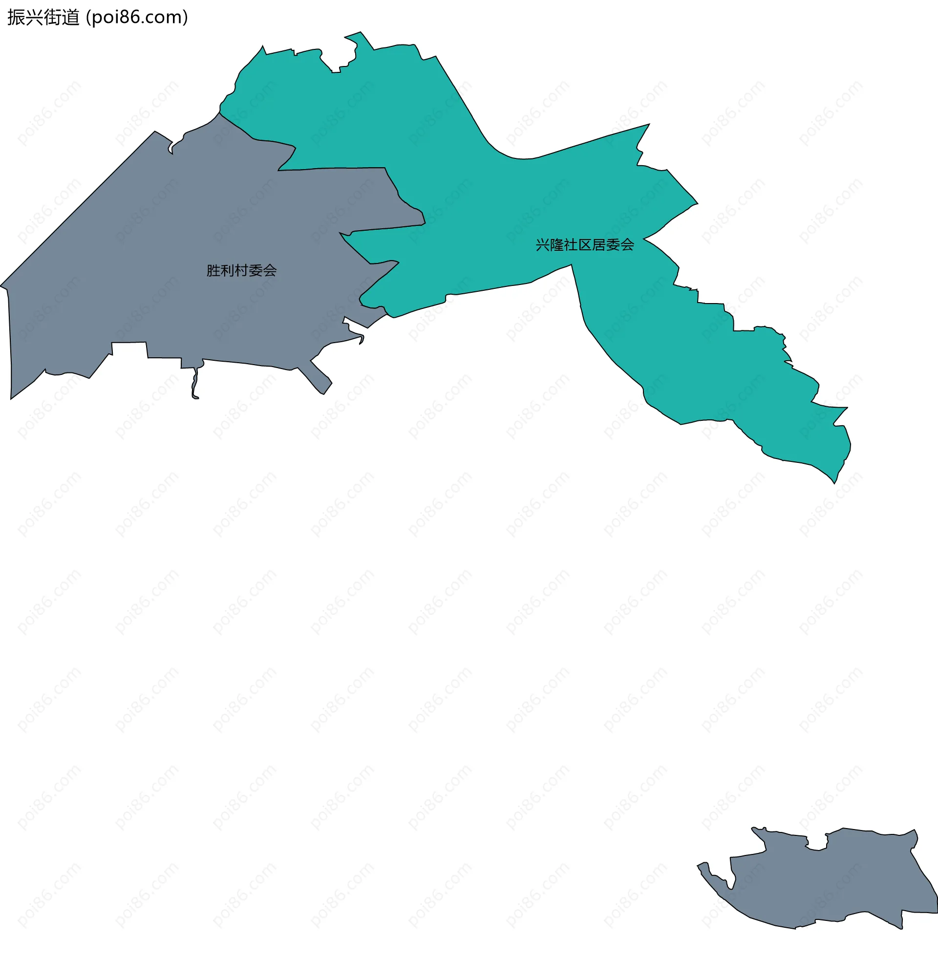 振兴街道边界地图(五级行政区划)