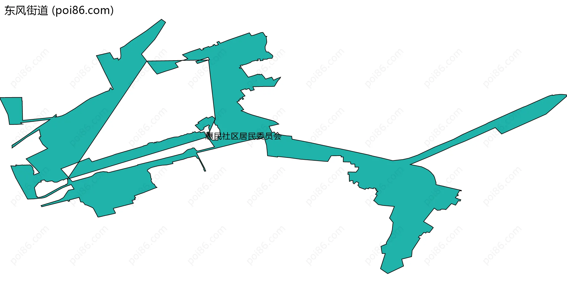 东风街道边界地图(五级行政区划)
