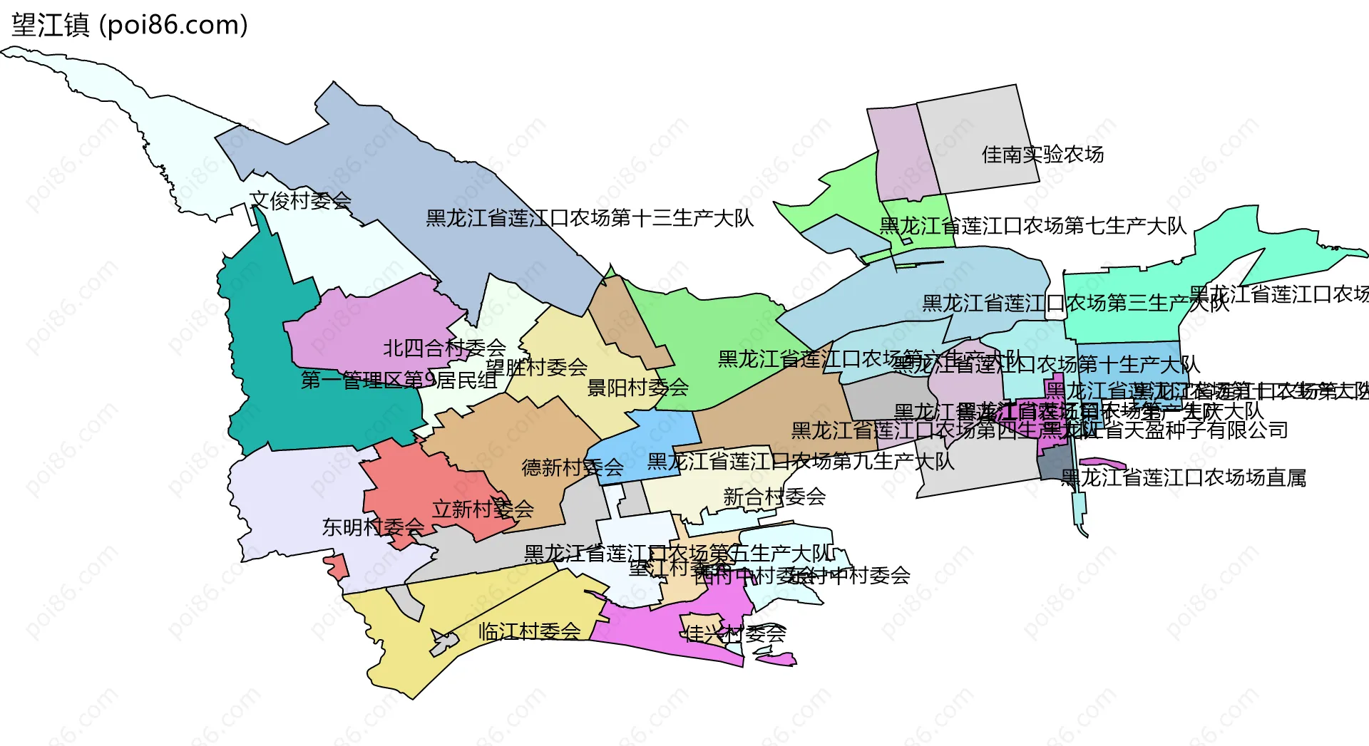 望江镇边界地图(五级行政区划)