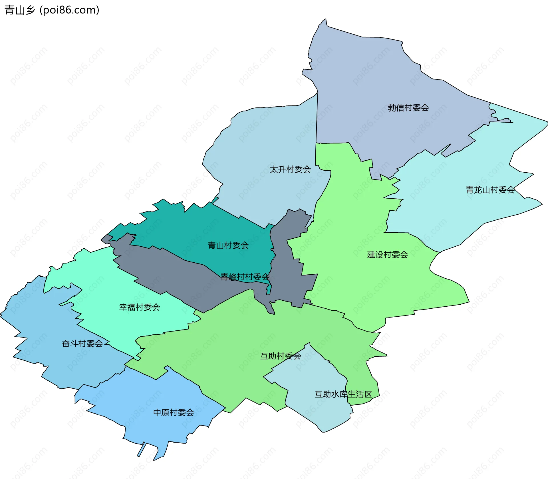 青山乡边界地图(五级行政区划)