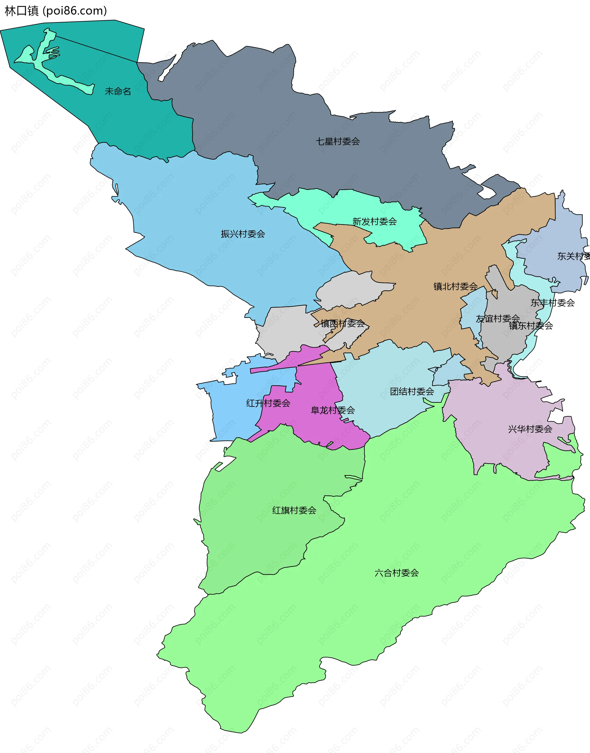 林口镇边界地图(五级行政区划)