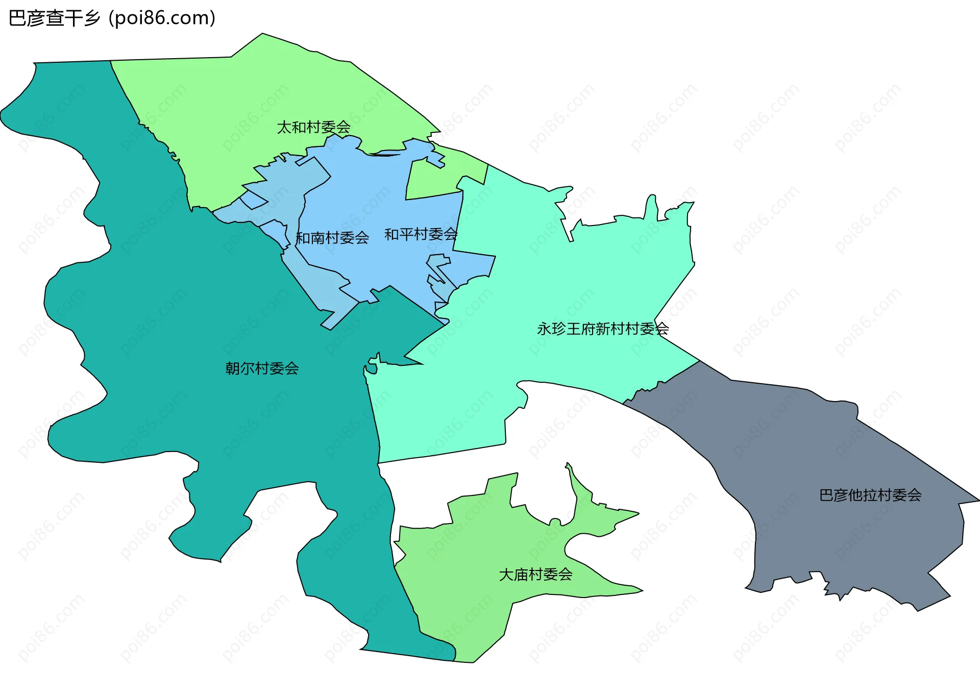 巴彦查干乡边界地图(五级行政区划)
