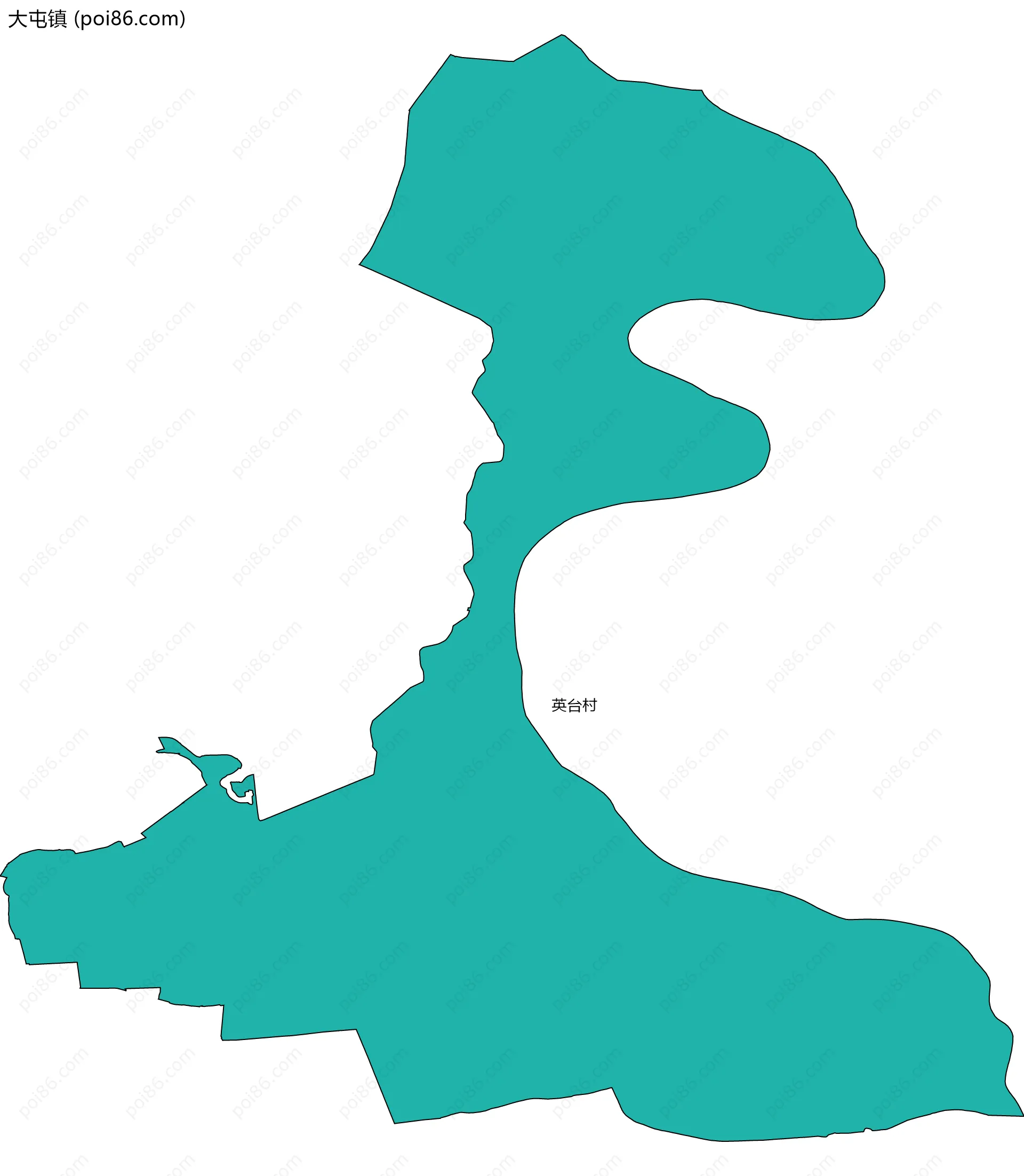 大屯镇边界地图(五级行政区划)