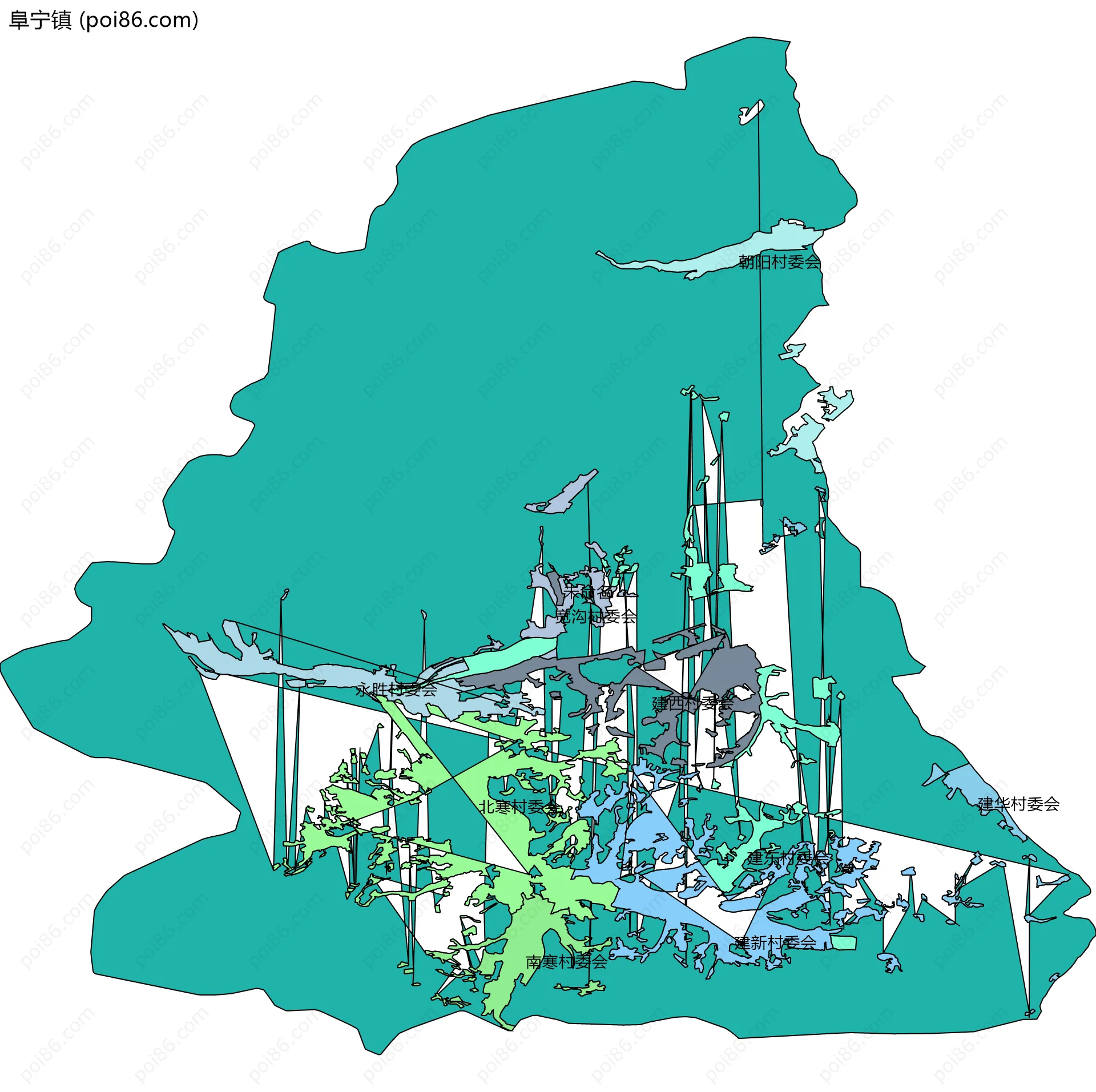阜宁镇边界地图(五级行政区划)