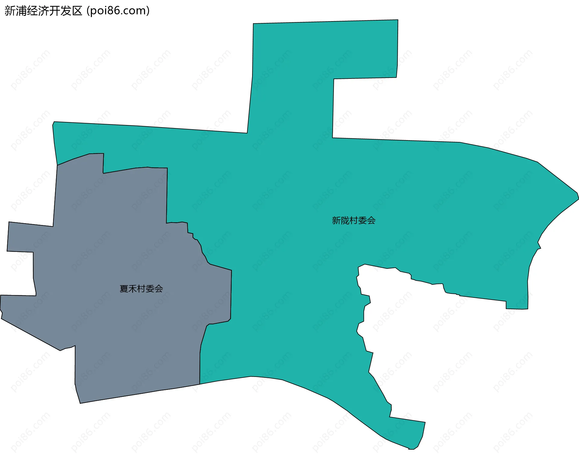 新浦经济开发区边界地图(五级行政区划)