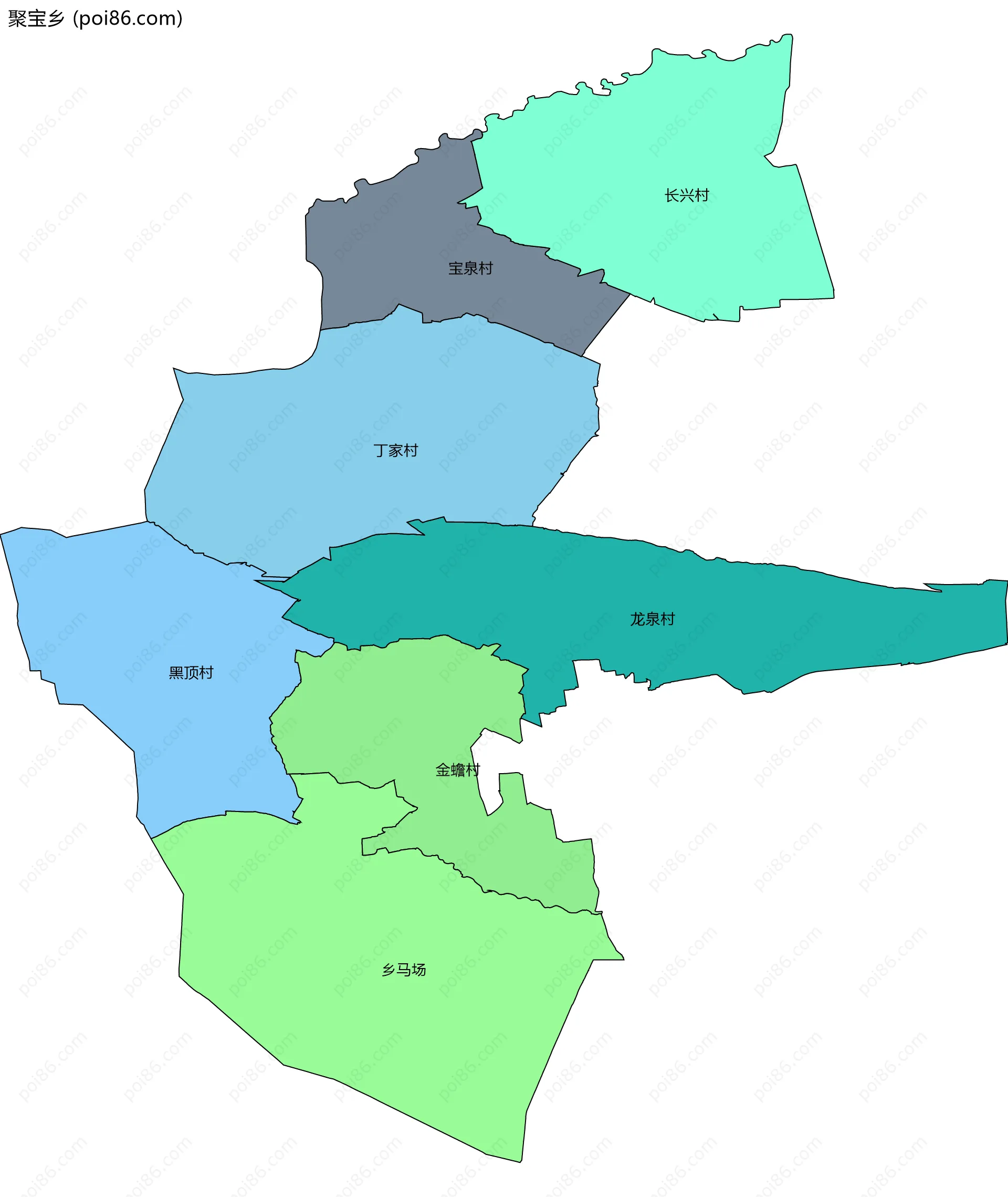 聚宝乡边界地图(五级行政区划)