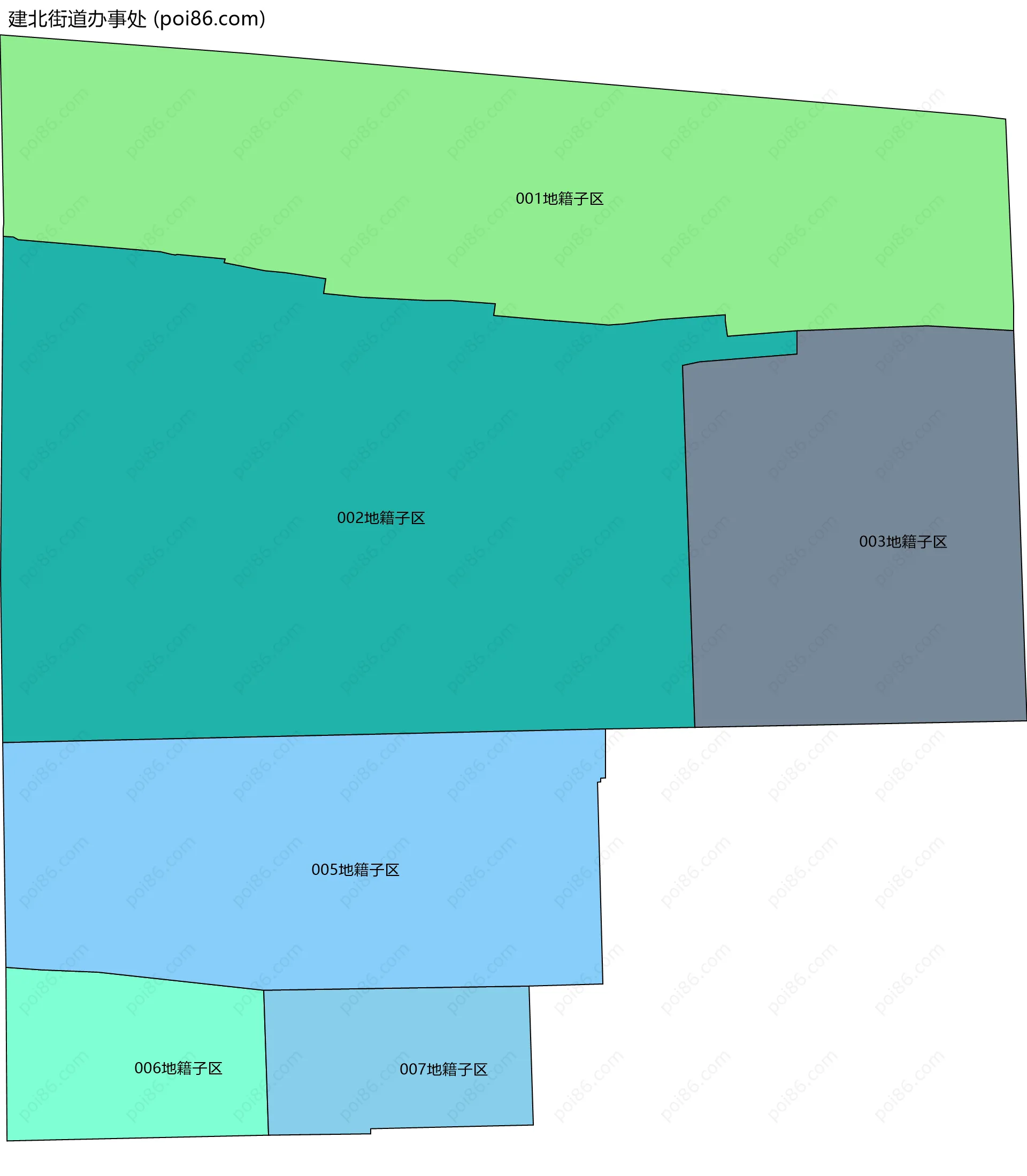 建北街道办事处边界地图(五级行政区划)