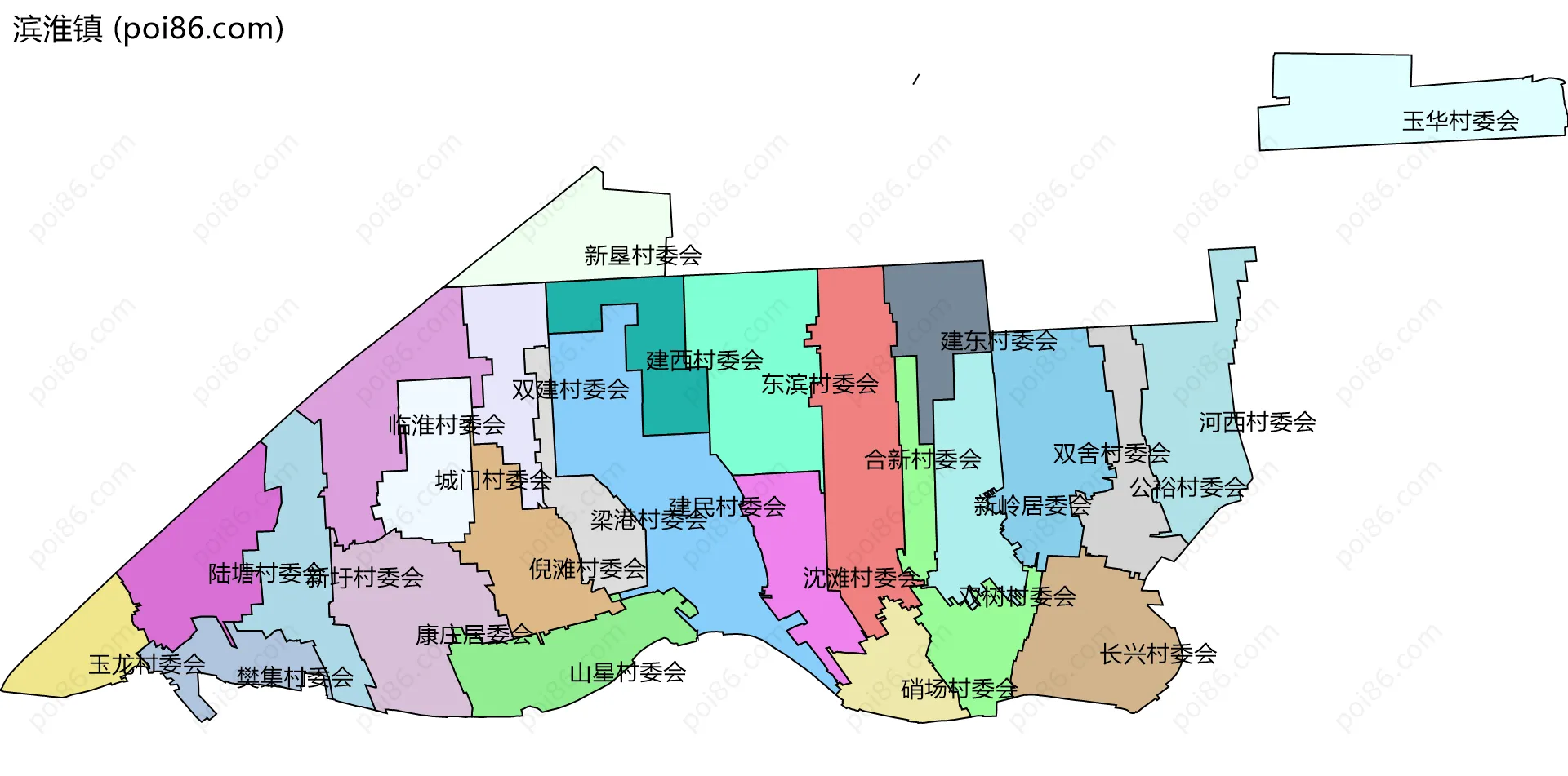 滨淮镇边界地图(五级行政区划)