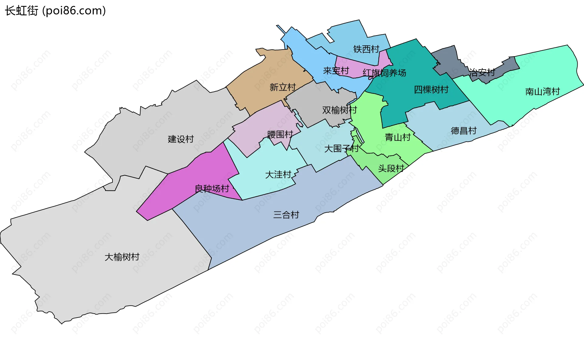 长虹街边界地图(五级行政区划)