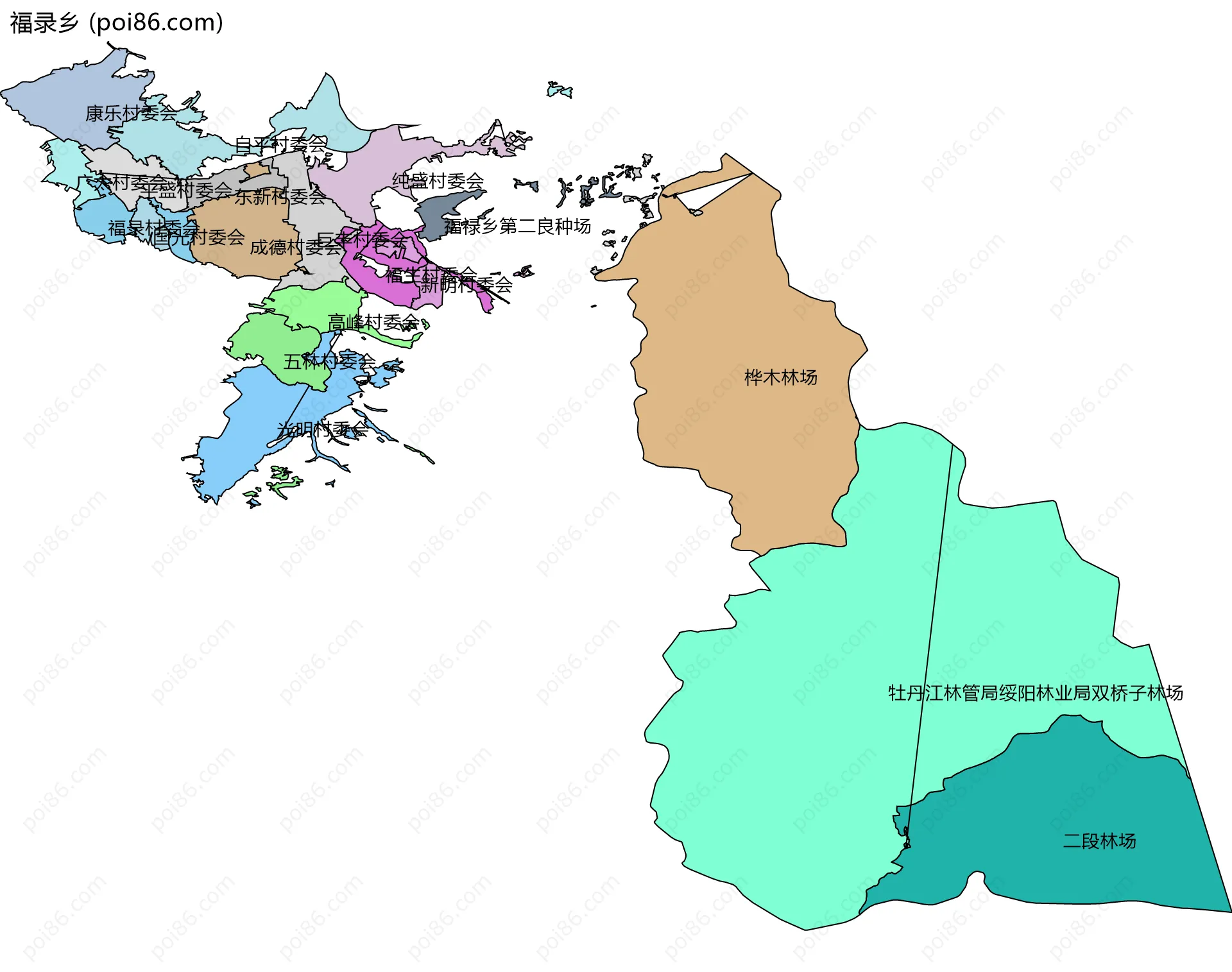 福录乡边界地图(五级行政区划)