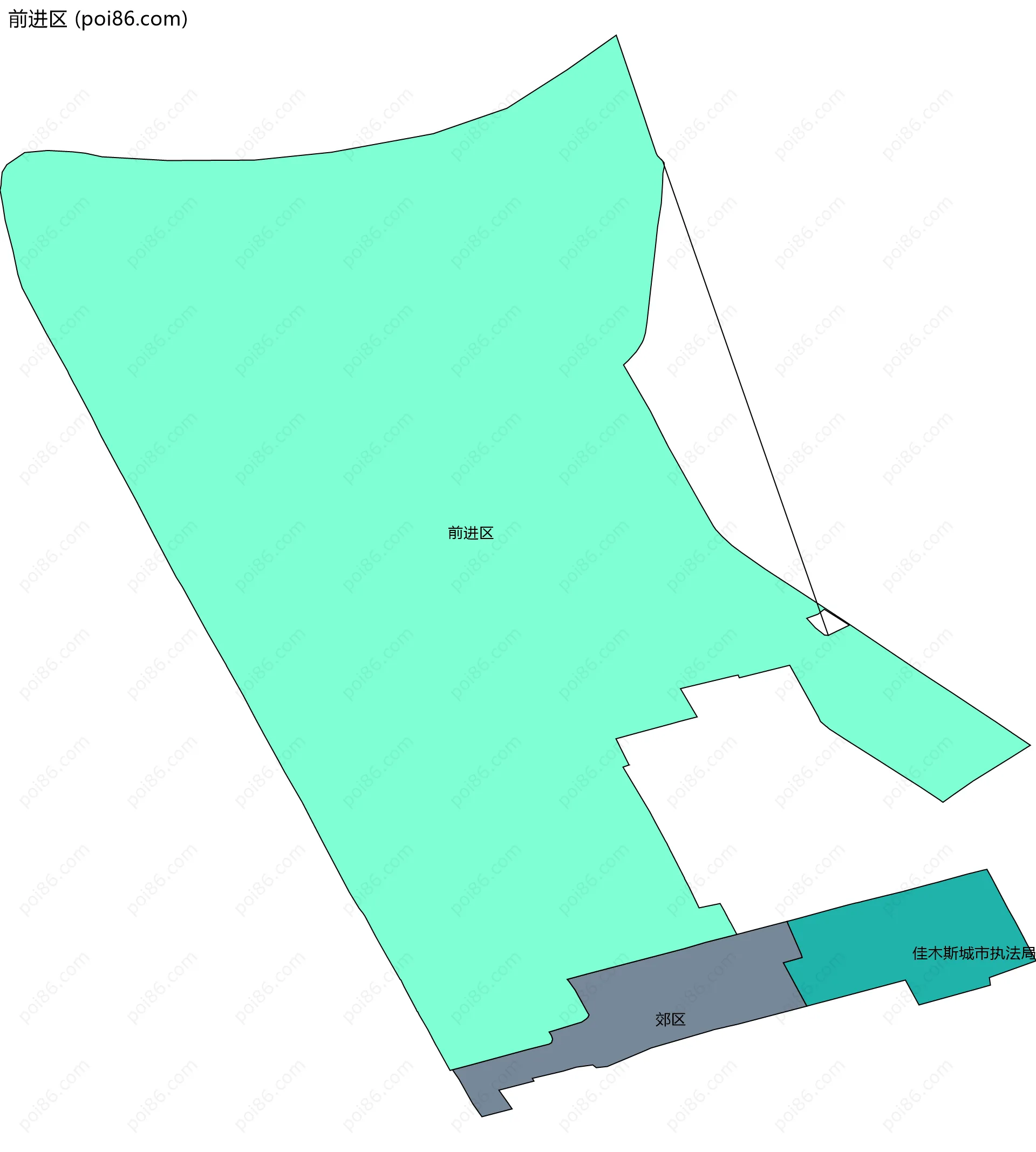 前进区边界地图(五级行政区划)