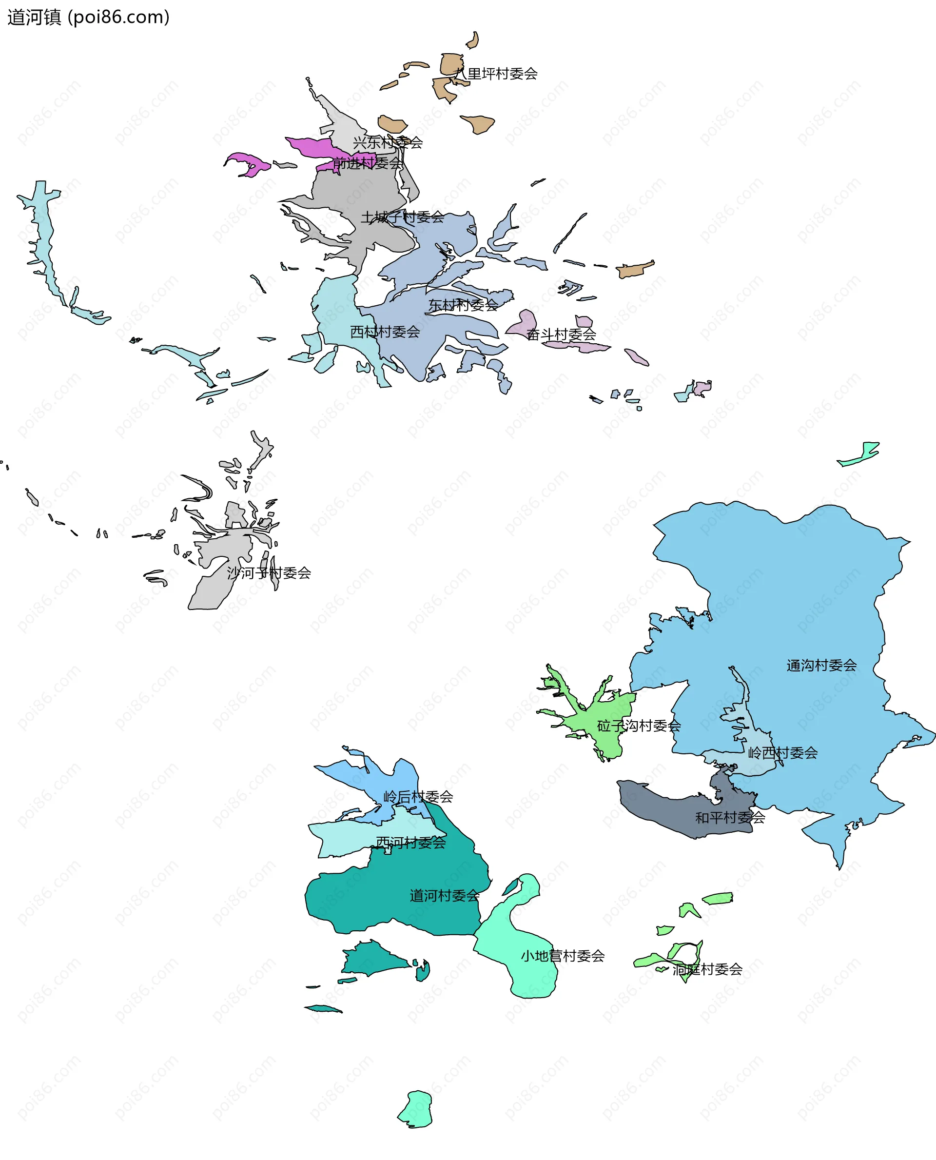 道河镇边界地图(五级行政区划)
