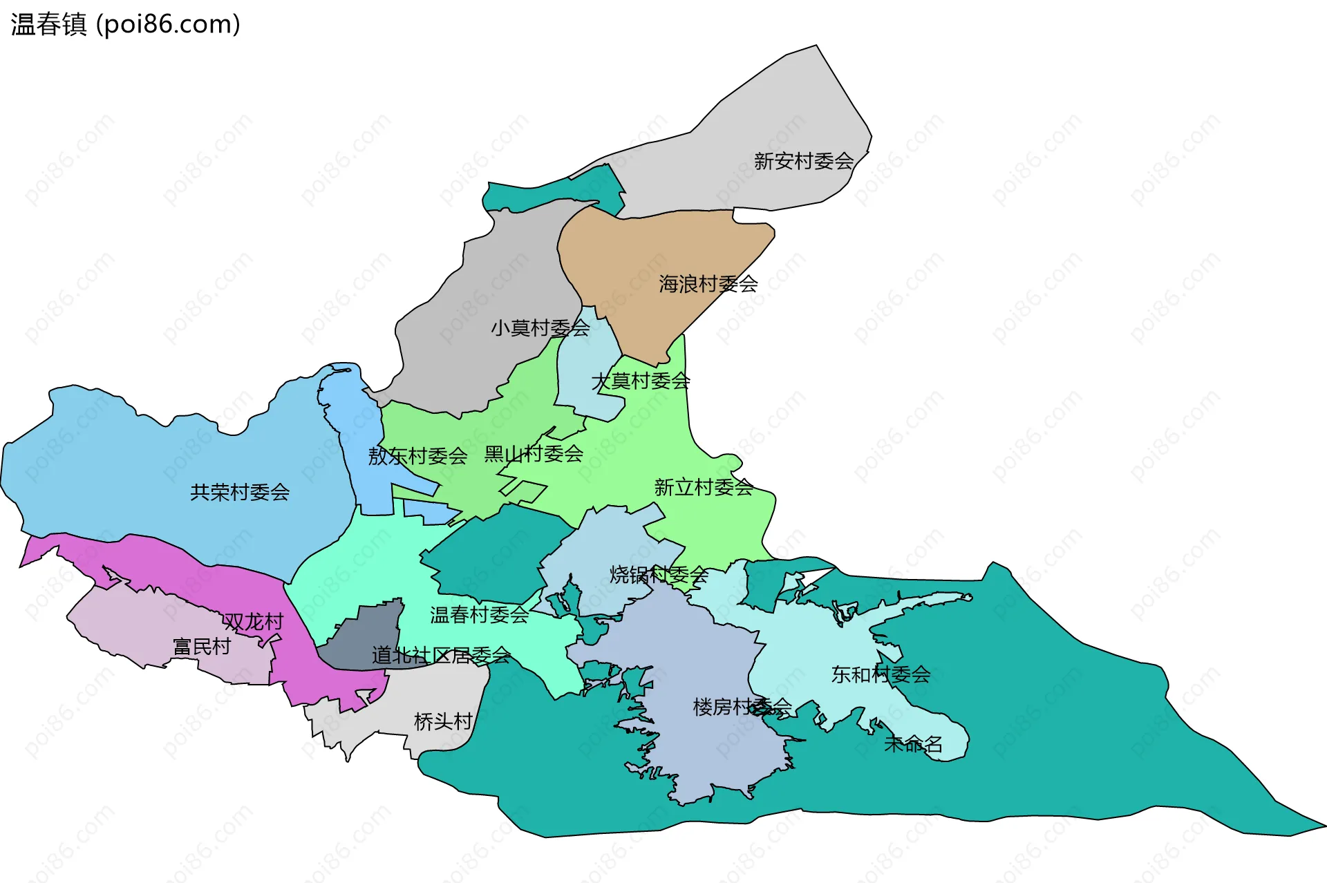 温春镇边界地图(五级行政区划)