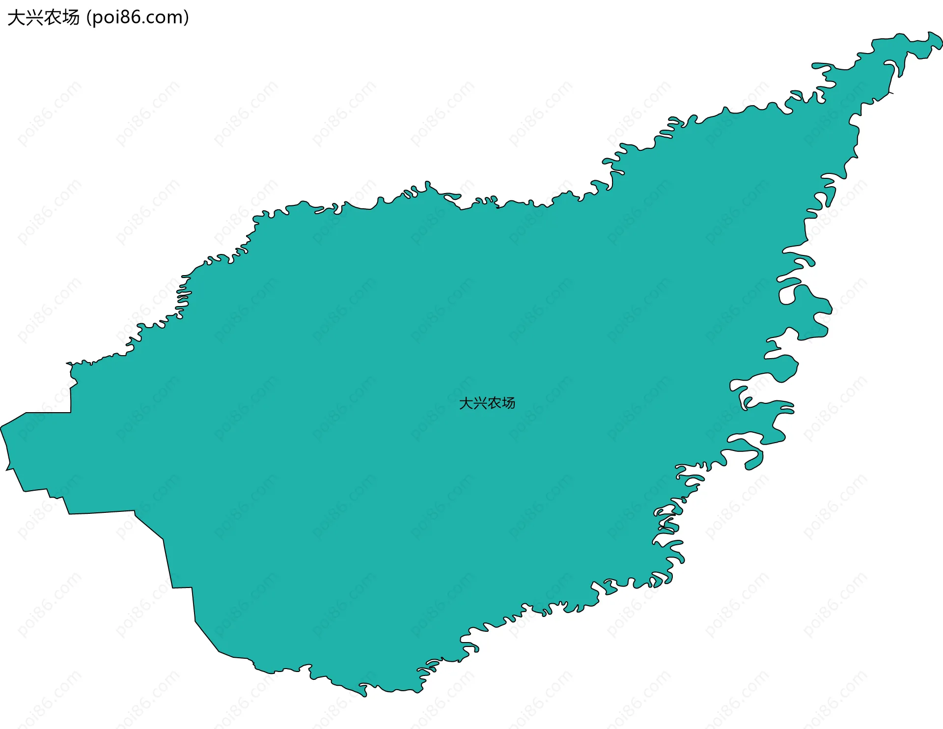 大兴农场边界地图(五级行政区划)